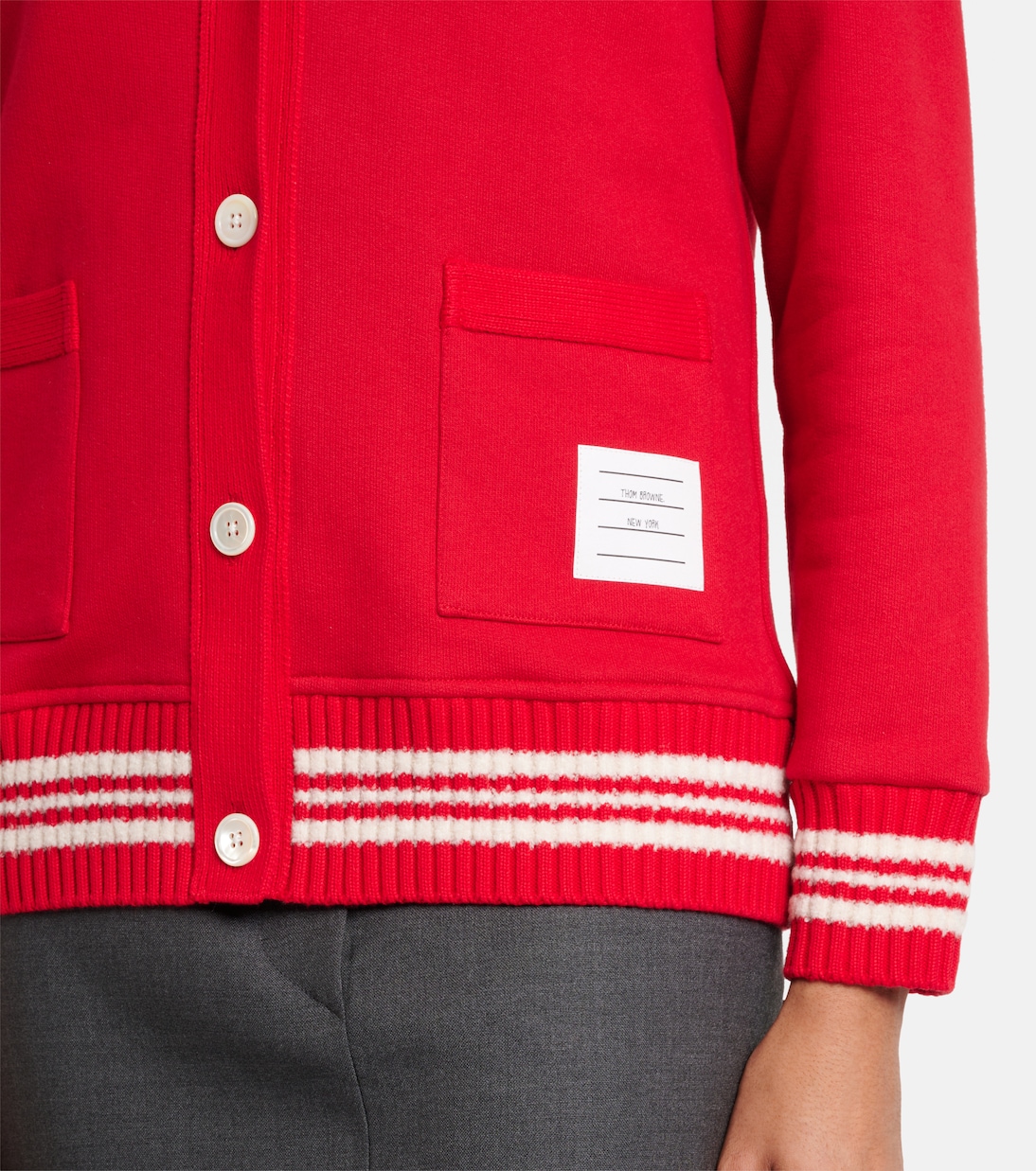 Cardigan 4-Bar in bouclé di cotone | Thom Browne