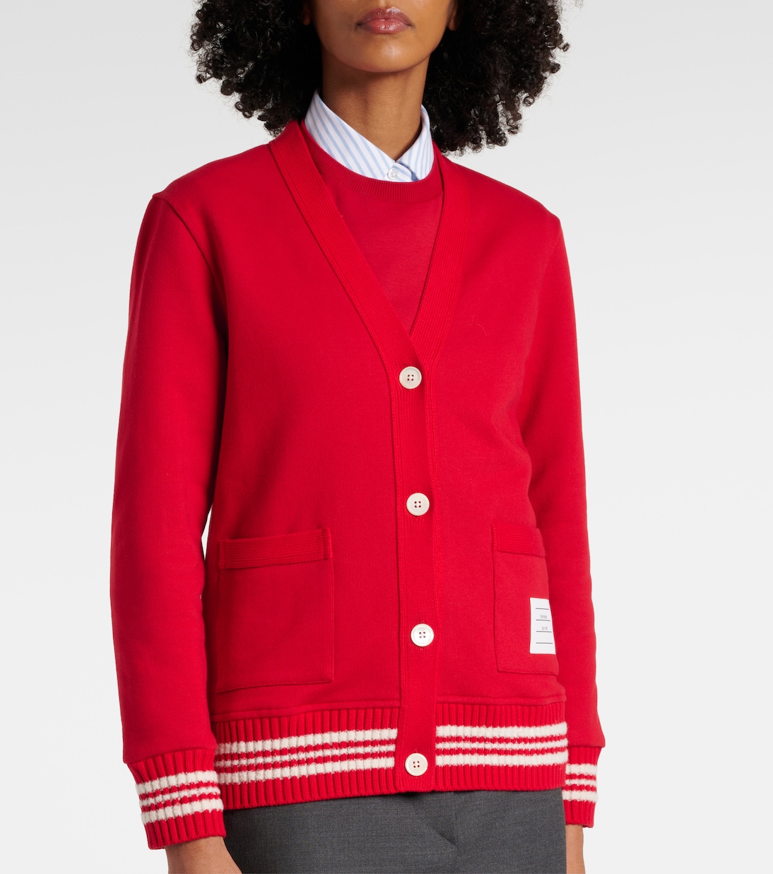 Cardigan 4-Bar in bouclé di cotone | Thom Browne