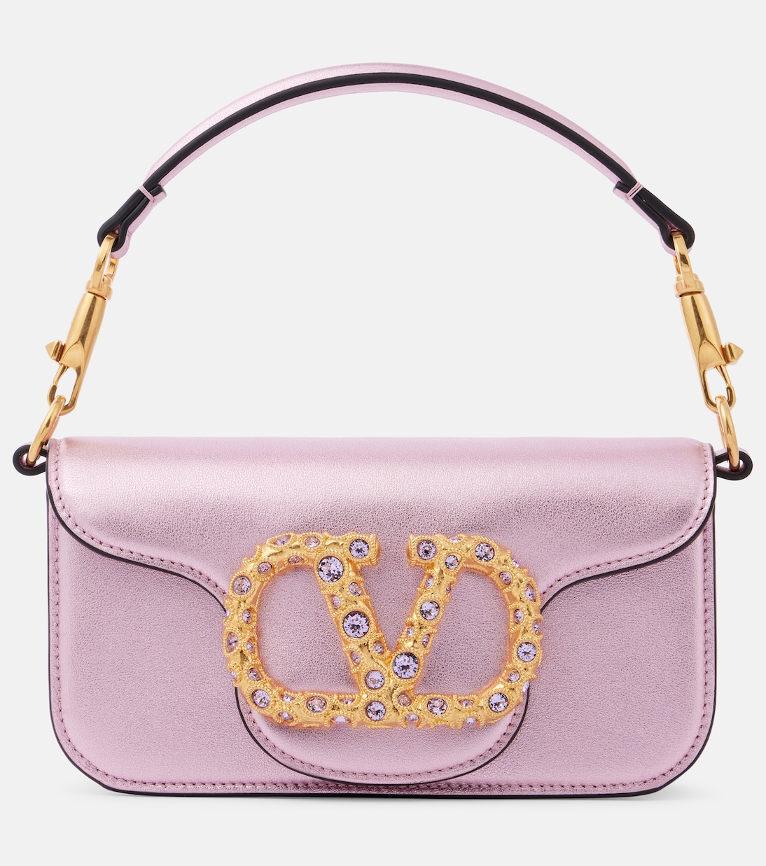 Locò Small metallic leather shoulder bag | Valentino Garavani