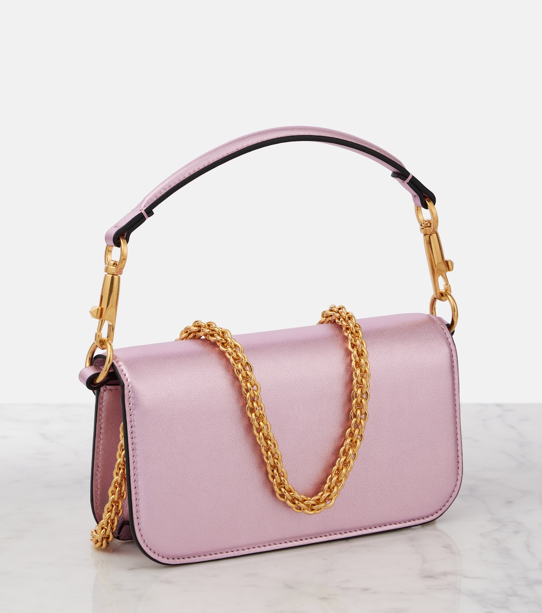Locò Small metallic leather shoulder bag | Valentino Garavani