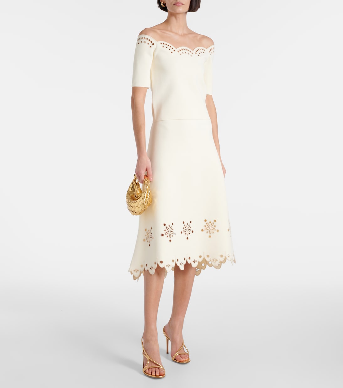Falda midi Melly de crepé festoneada | Altuzarra
