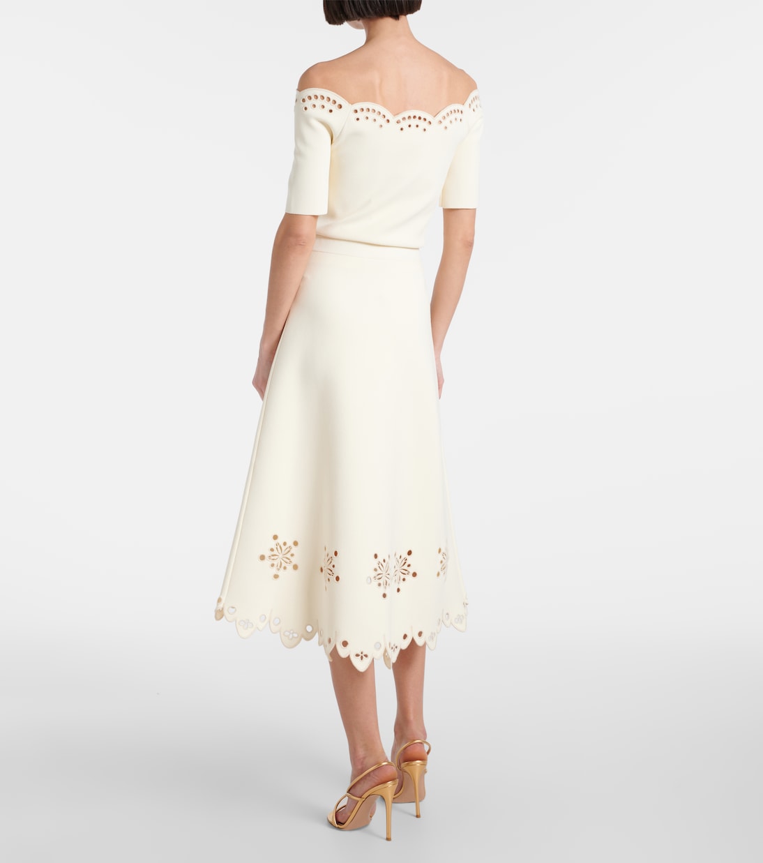 Falda midi Melly de crepé festoneada | Altuzarra