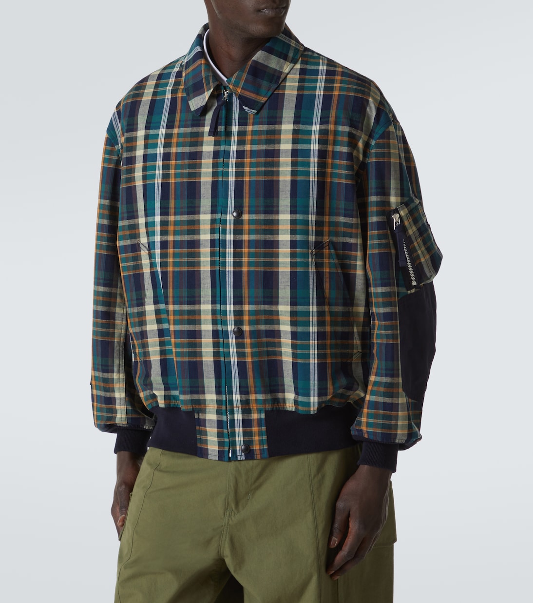 Giacca blouson in cotone e lino a quadri | Comme des Garçons Homme