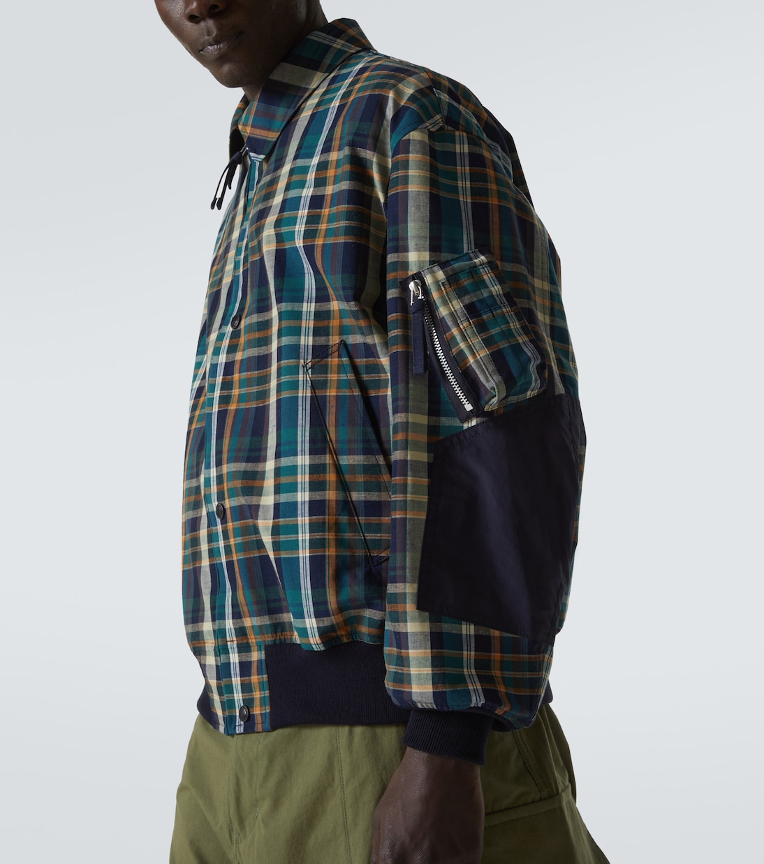 Giacca blouson in cotone e lino a quadri | Comme des Garçons Homme