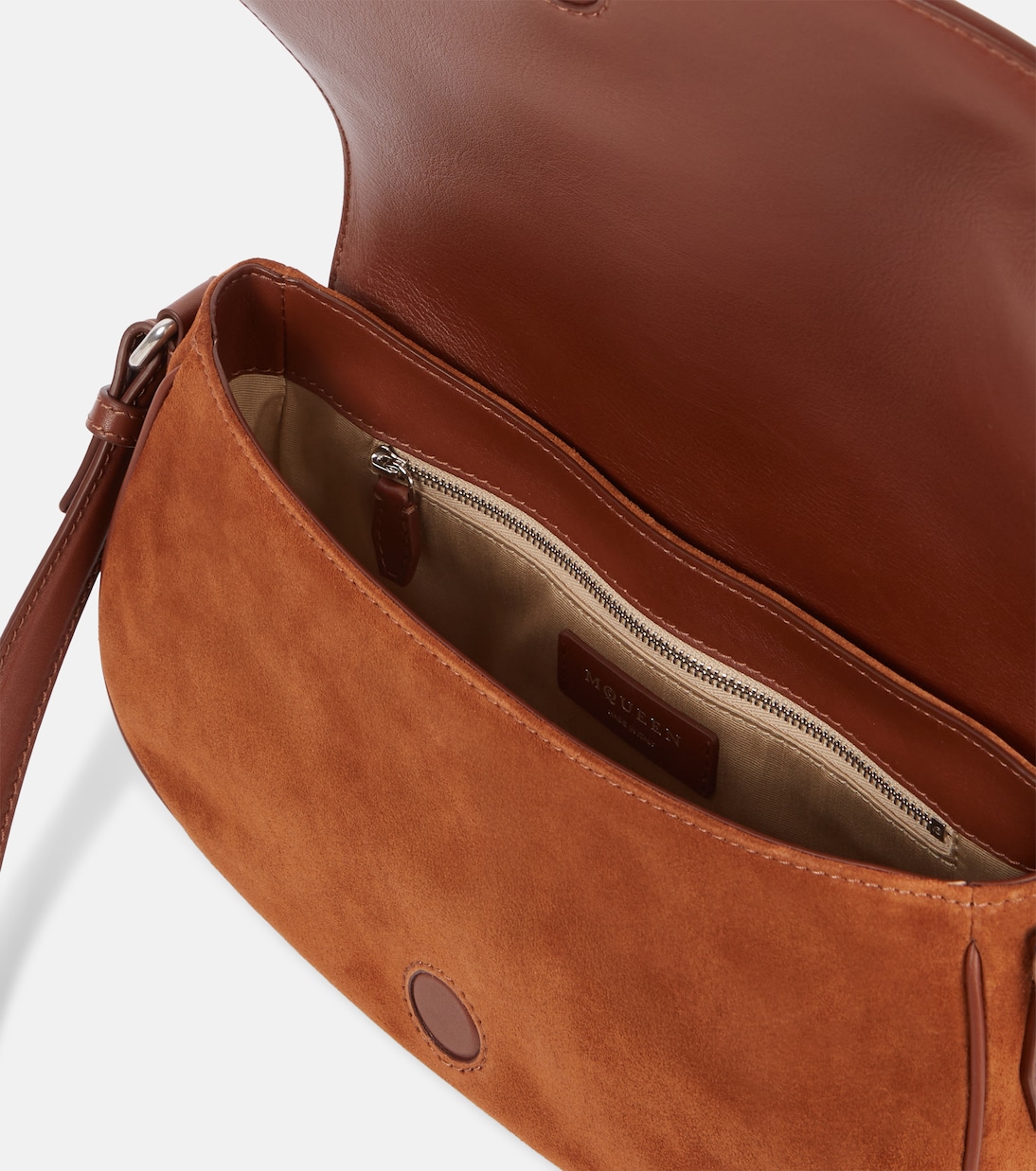 Borsa a tracolla T-Bar Small in suede | McQueen