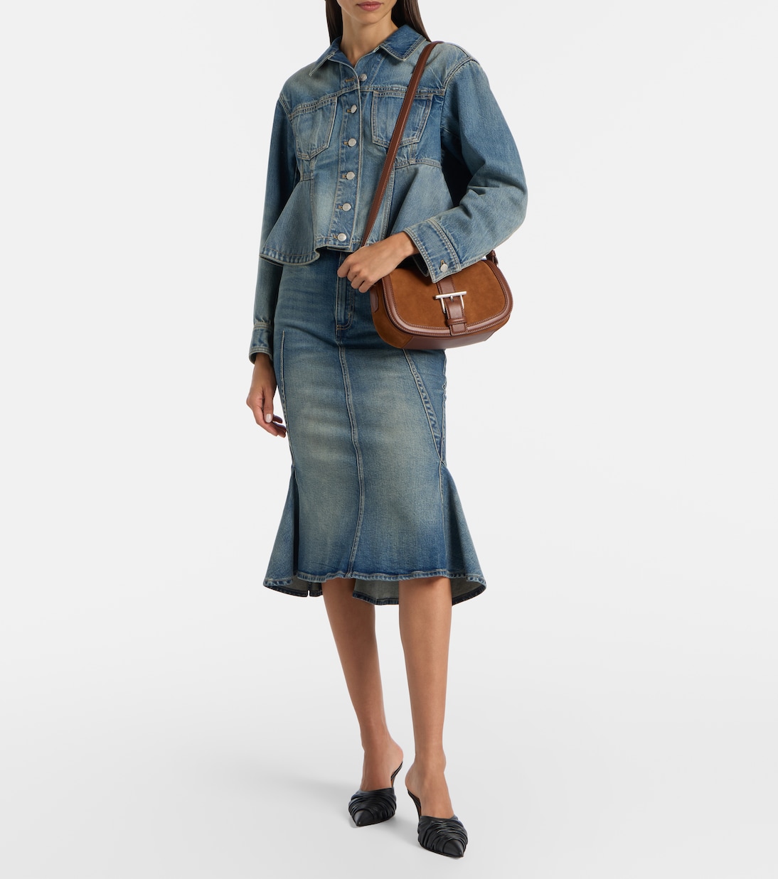 Borsa a tracolla T-Bar Small in suede | McQueen