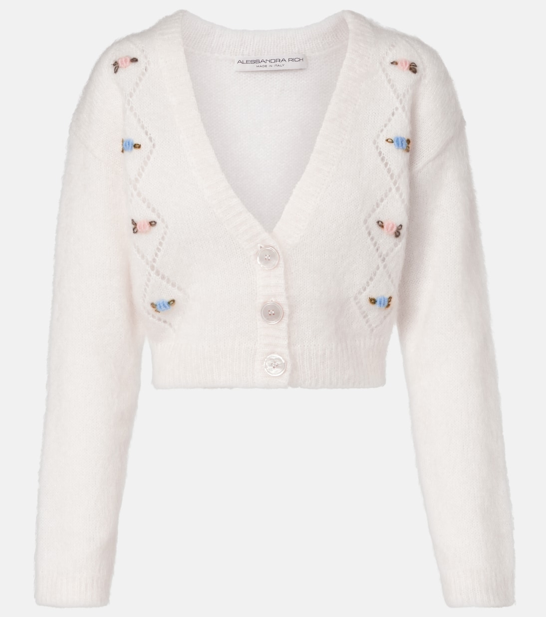 Cardigan brodé en mohair mélangé  | Alessandra Rich