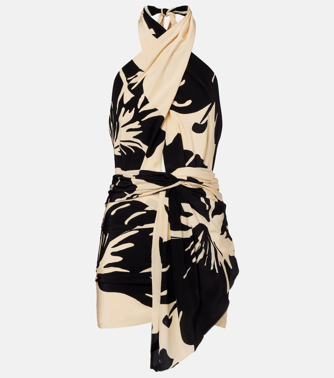 Vestido corto de seda floral | Johanna Ortiz