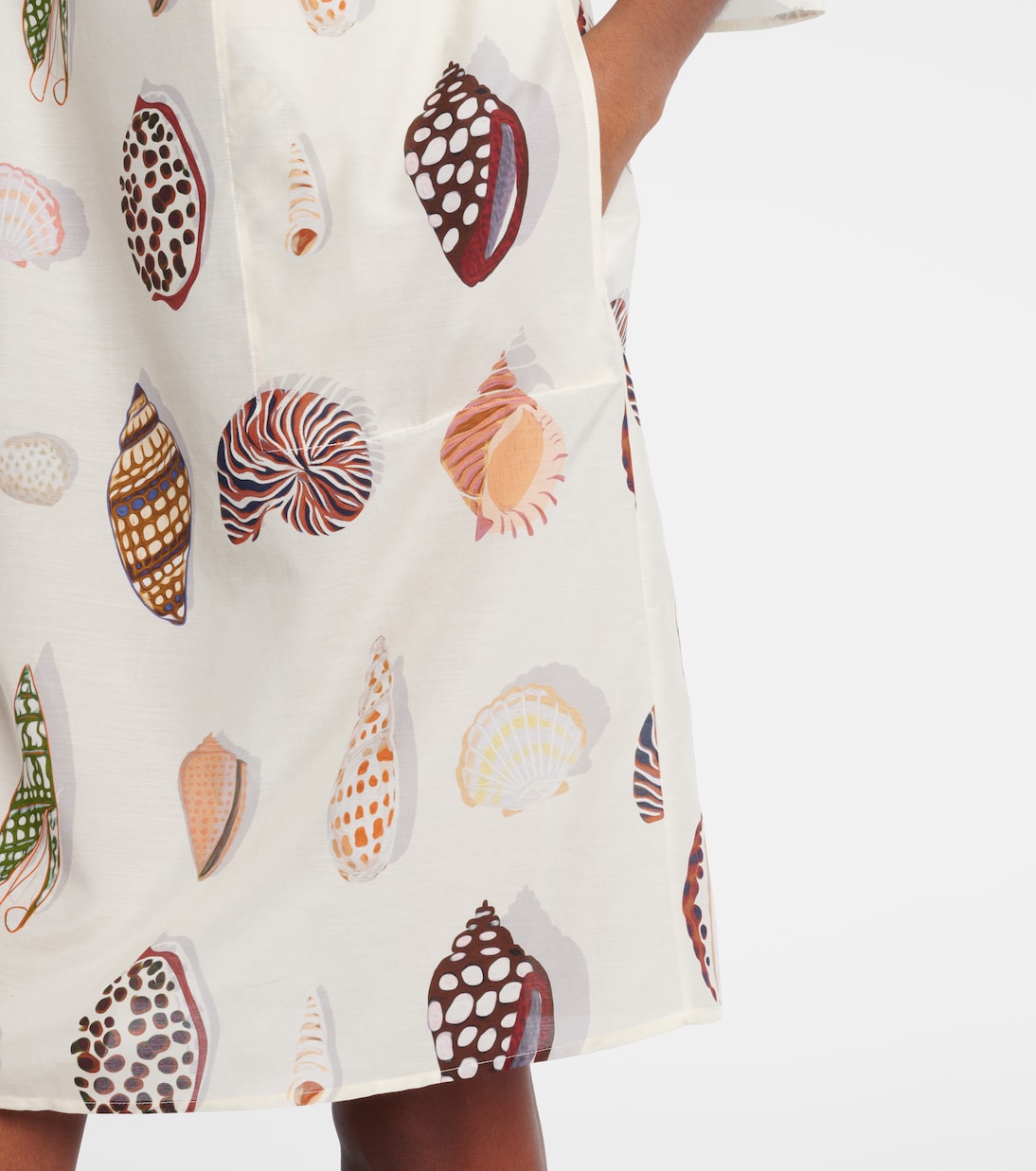 Abito corto Creme in cotone e seta con stampa | Eres