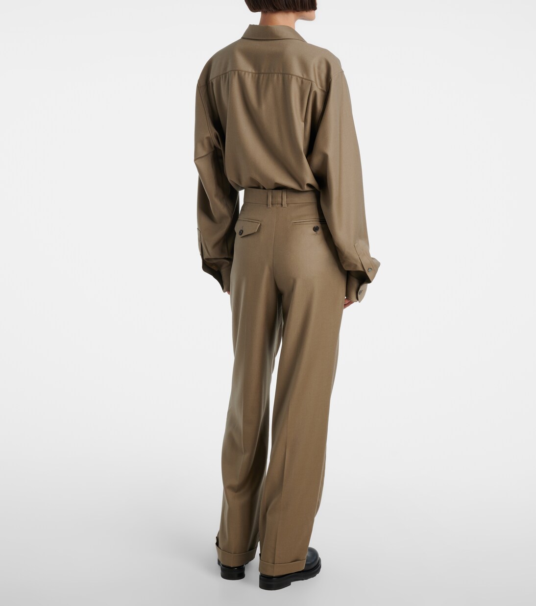 Pantalones Sorina de lana virgen de tiro alto | The Row