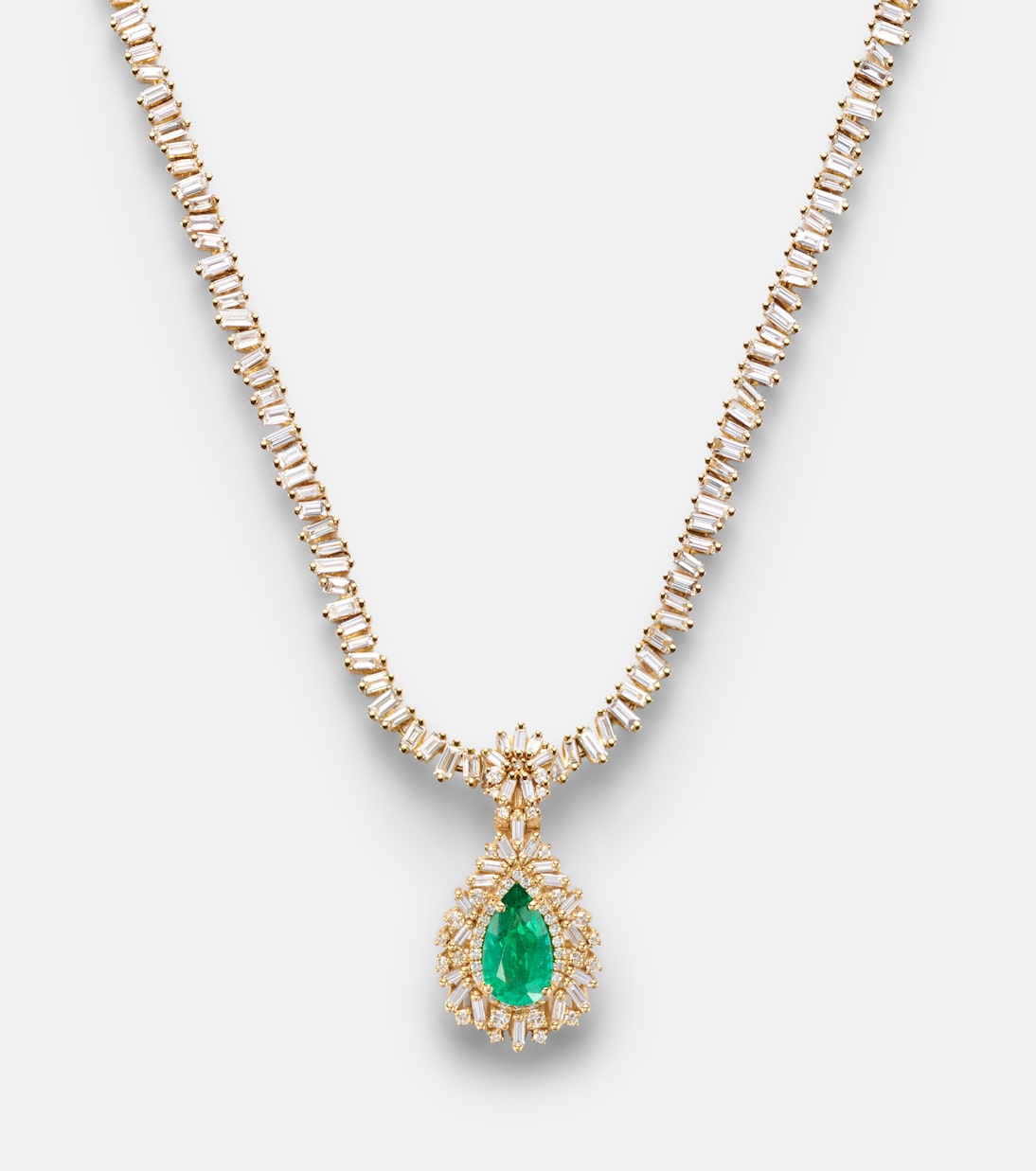 18kt gold pendant with emerald and diamonds | Suzanne Kalan