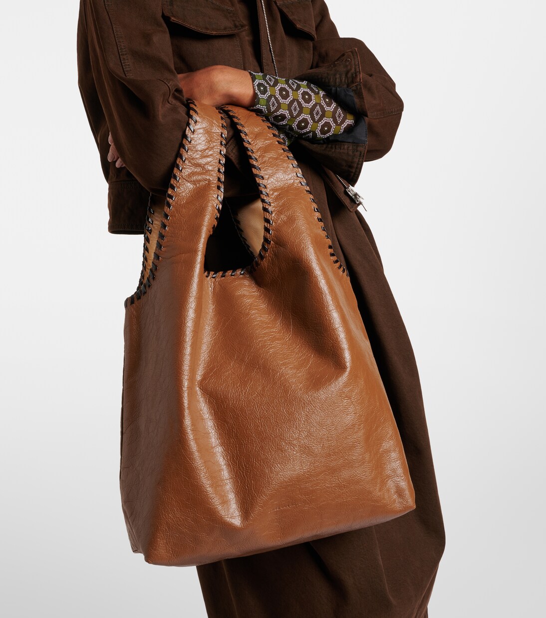 March Large leather tote bag | Dries Van Noten