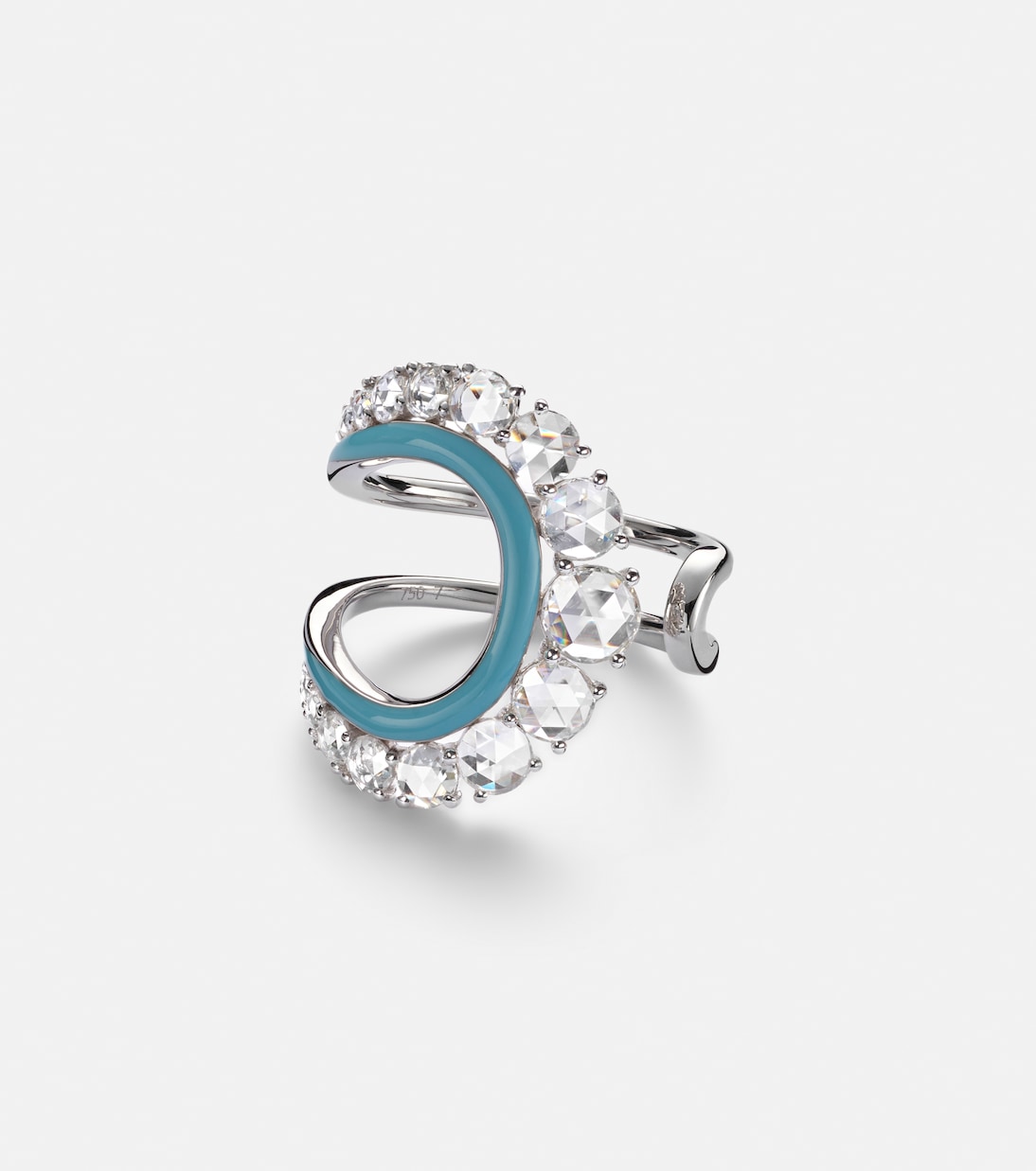 Moonlight 18kt white gold ring with diamonds and enamel | Kamyen