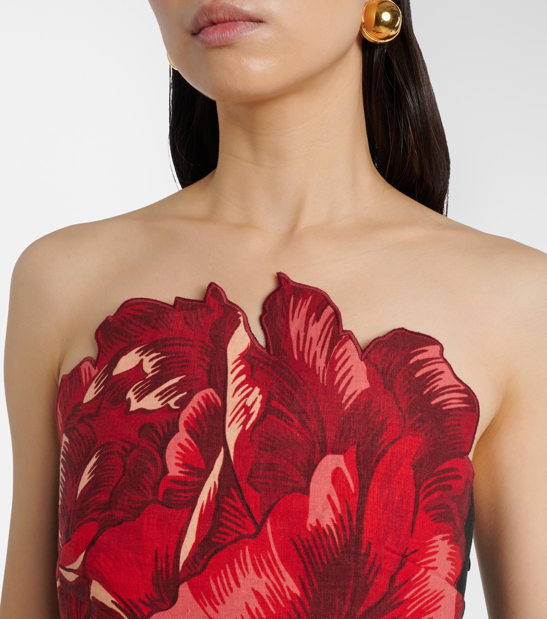 Floral-appliqué linen-blend cocktail dress | Farm Rio