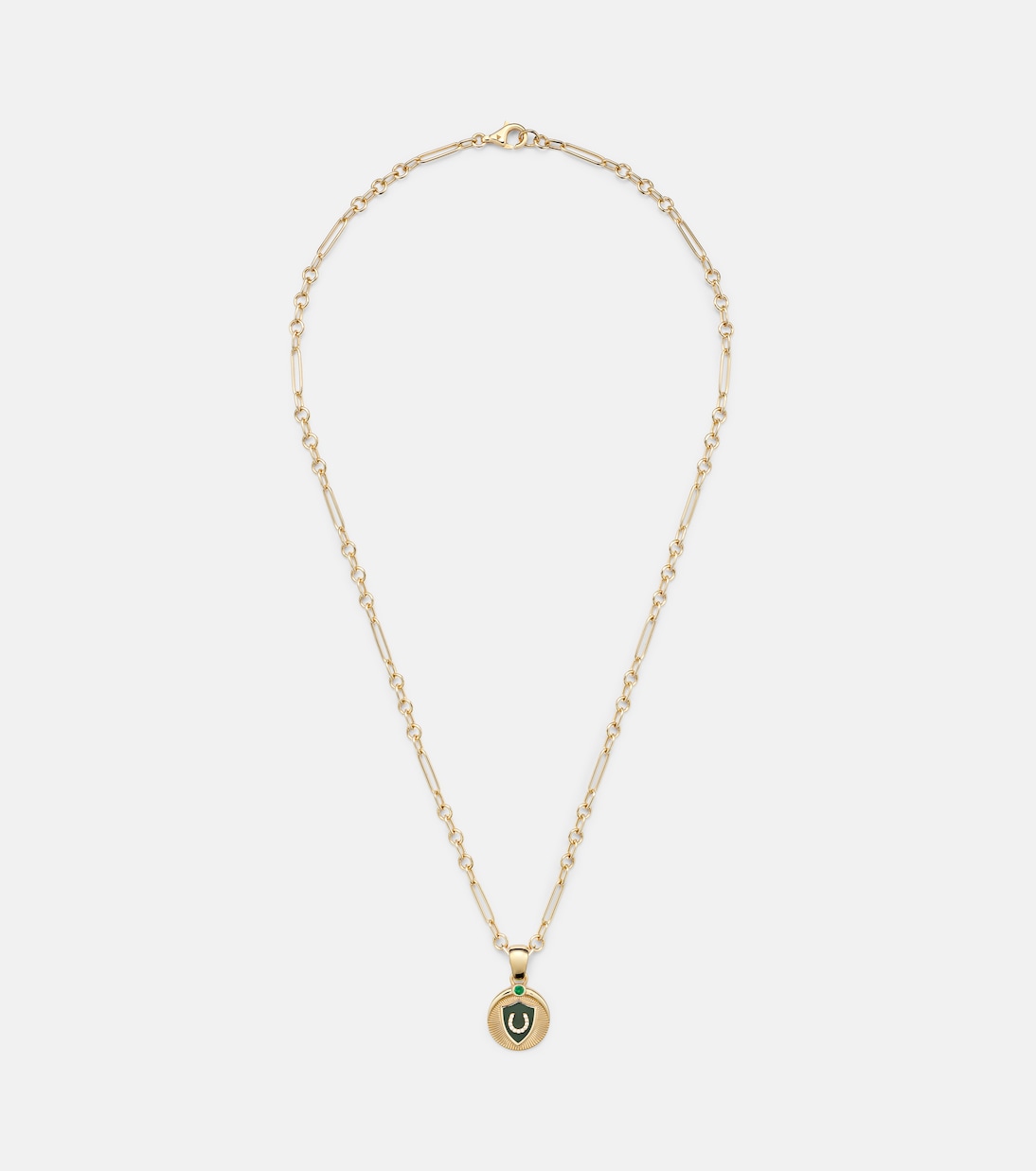 18kt gold necklace with emerald and diamonds | FoundRae