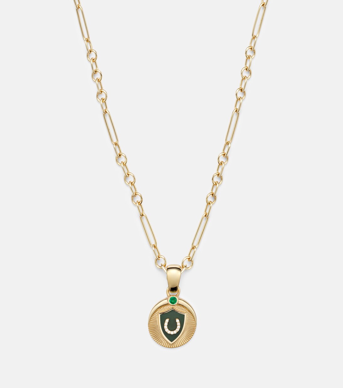 18kt gold necklace with emerald and diamonds | FoundRae
