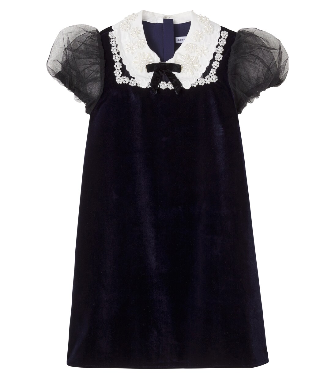 Embellished tulle-trimmed velvet dress | Self-Portrait Kids
