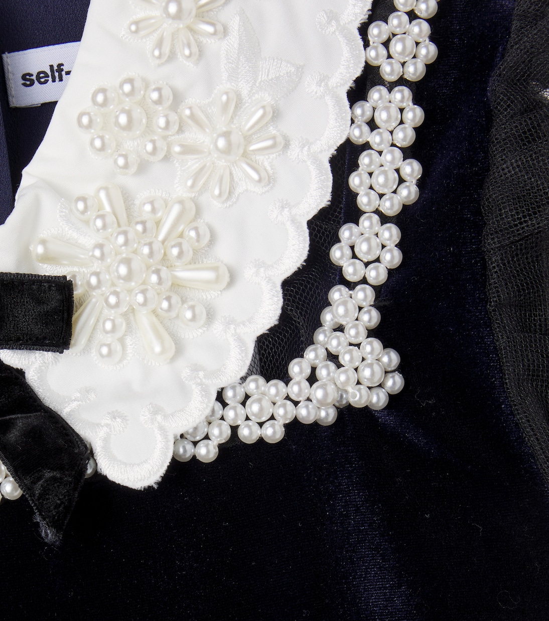 Embellished tulle-trimmed velvet dress | Self-Portrait Kids