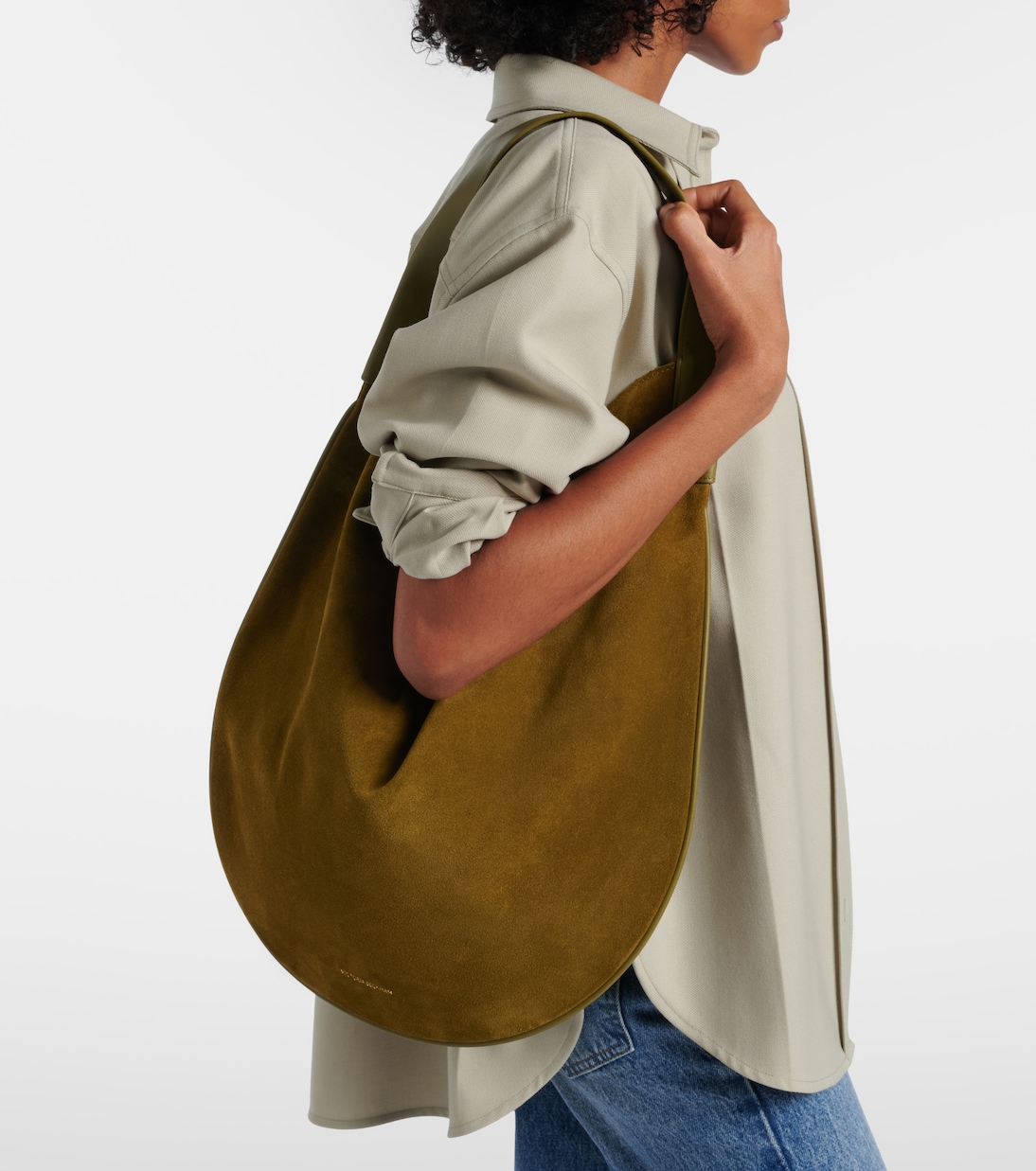 Soft Plié suede shoulder bag | Victoria Beckham