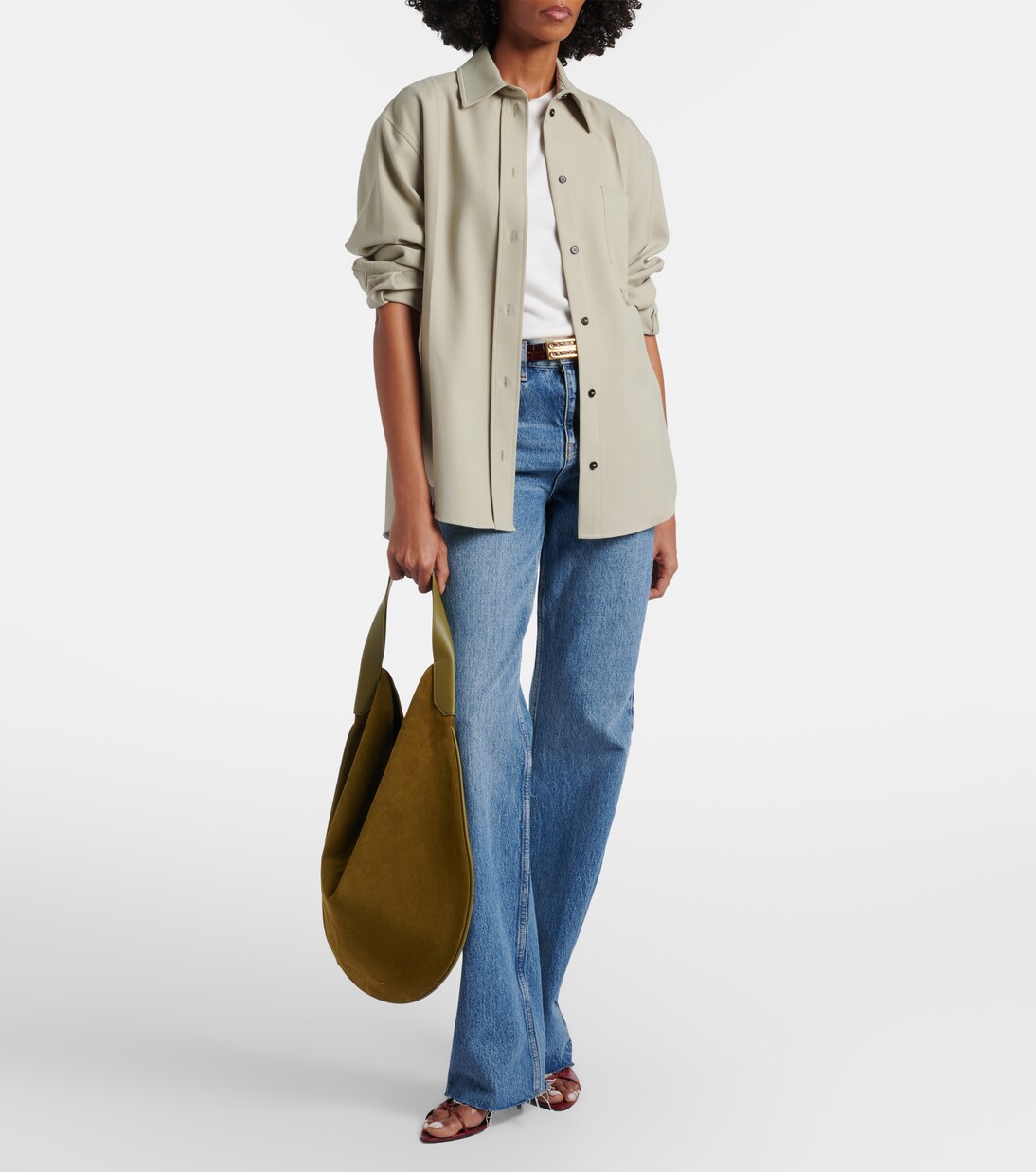 Soft Plié suede shoulder bag | Victoria Beckham