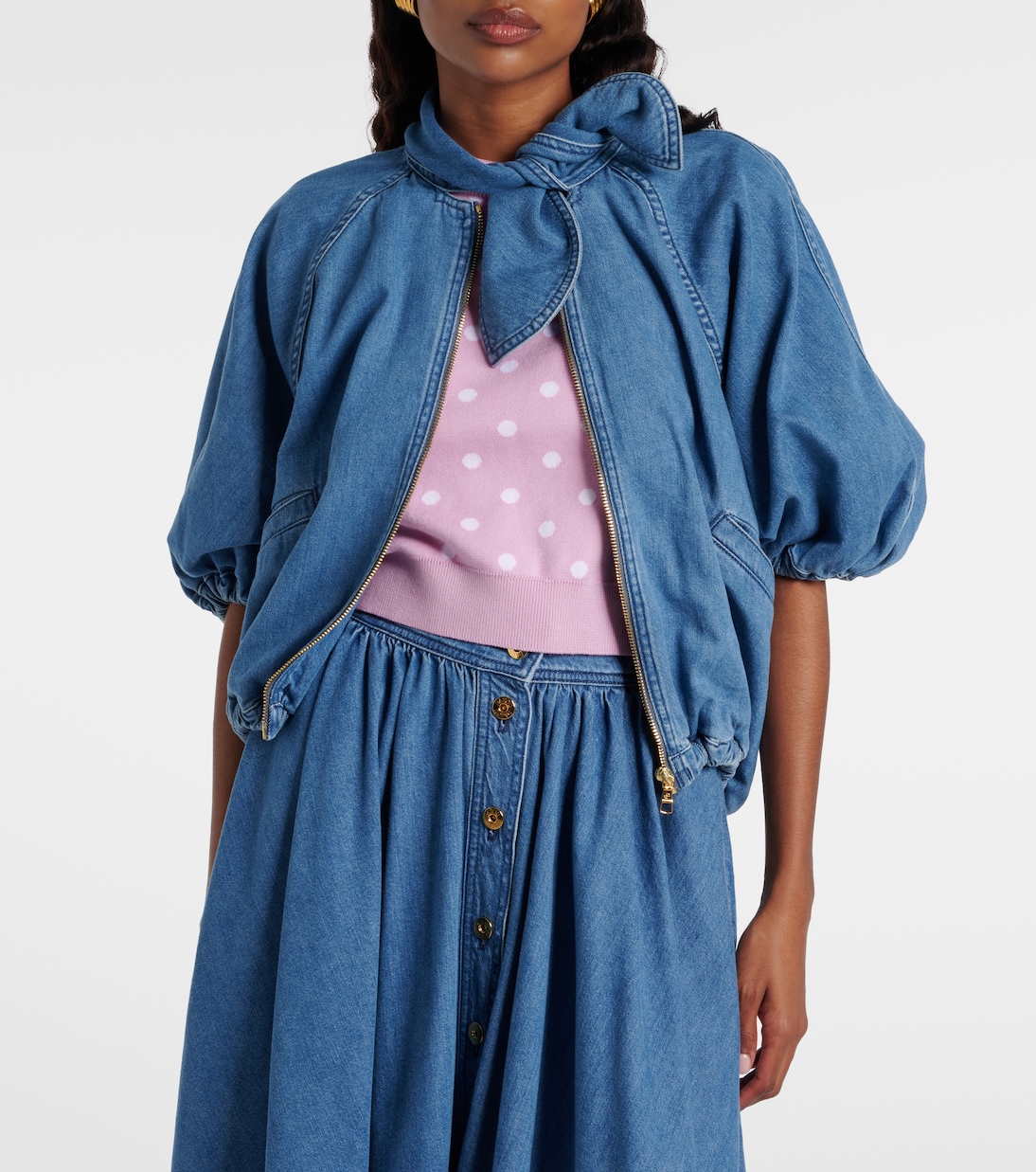 Tie-neck denim jacket | Patou