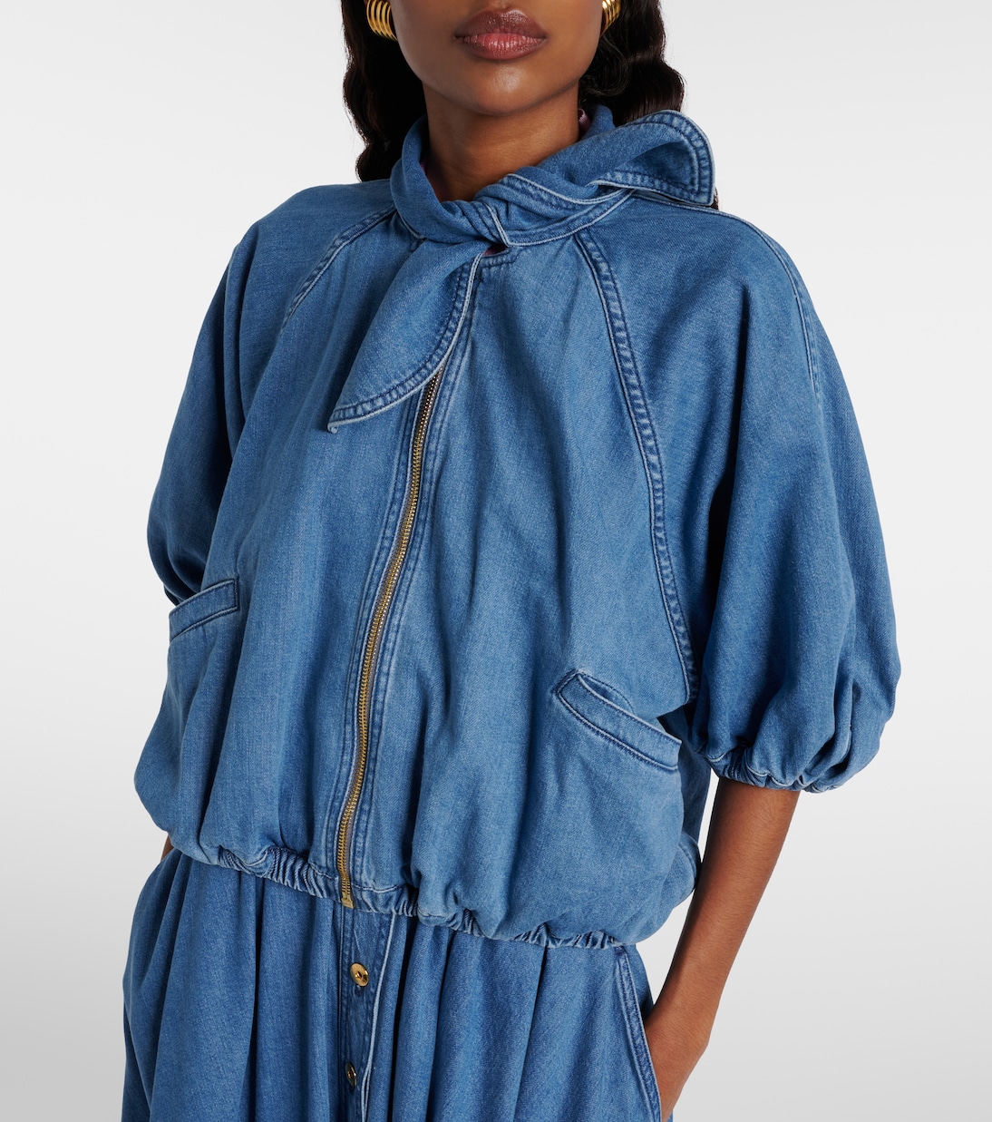 Tie-neck denim jacket | Patou
