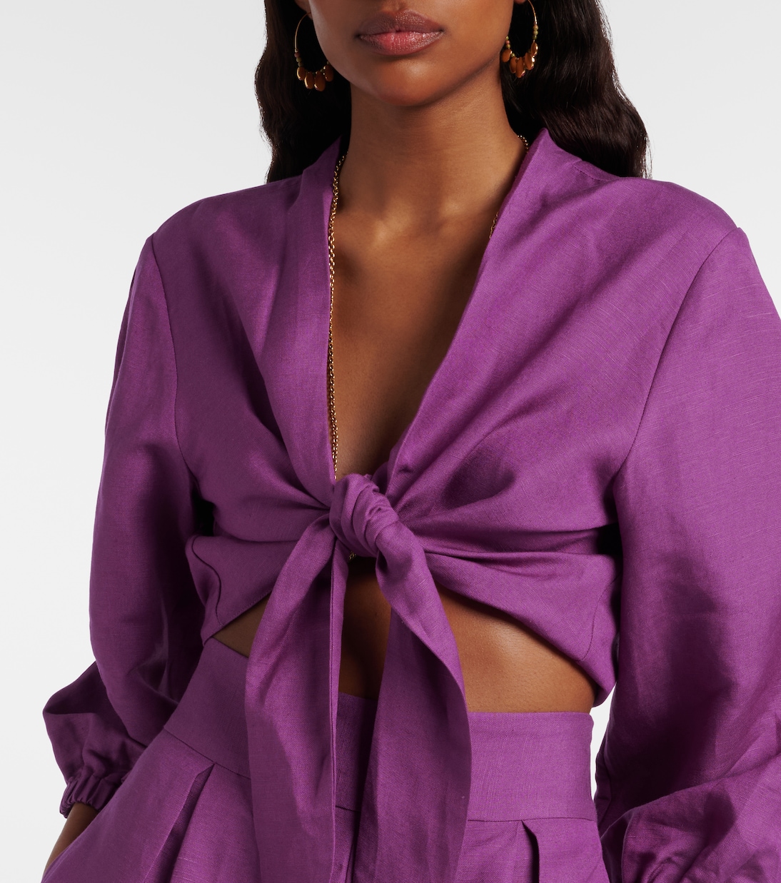 Linen-blend crop top | Adriana Degreas