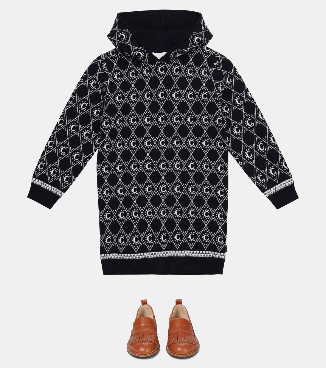 Intarsia-knit cotton and wool dress | Chloé Kids
