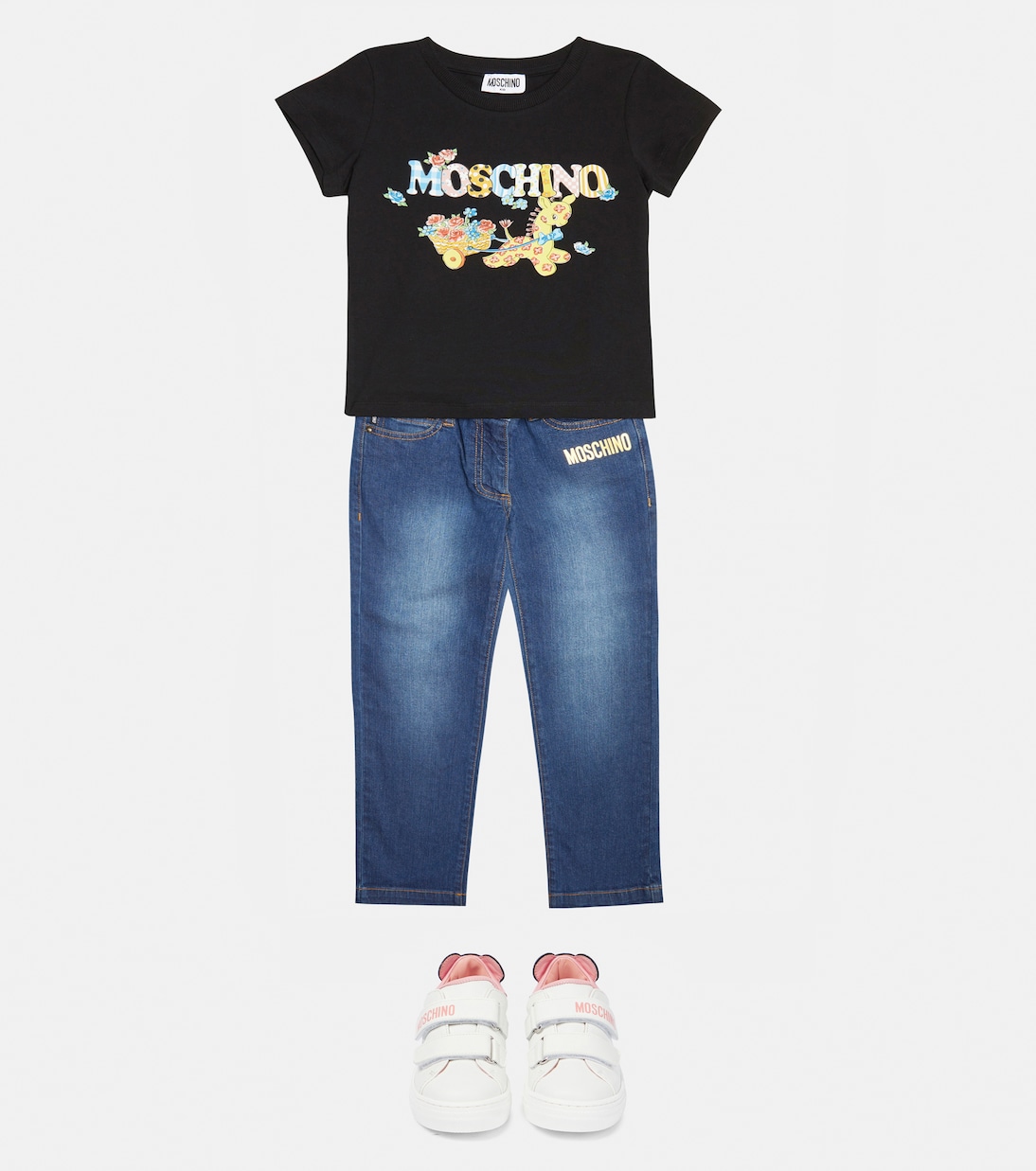 T-shirt in misto cotone con logo | Moschino Kids
