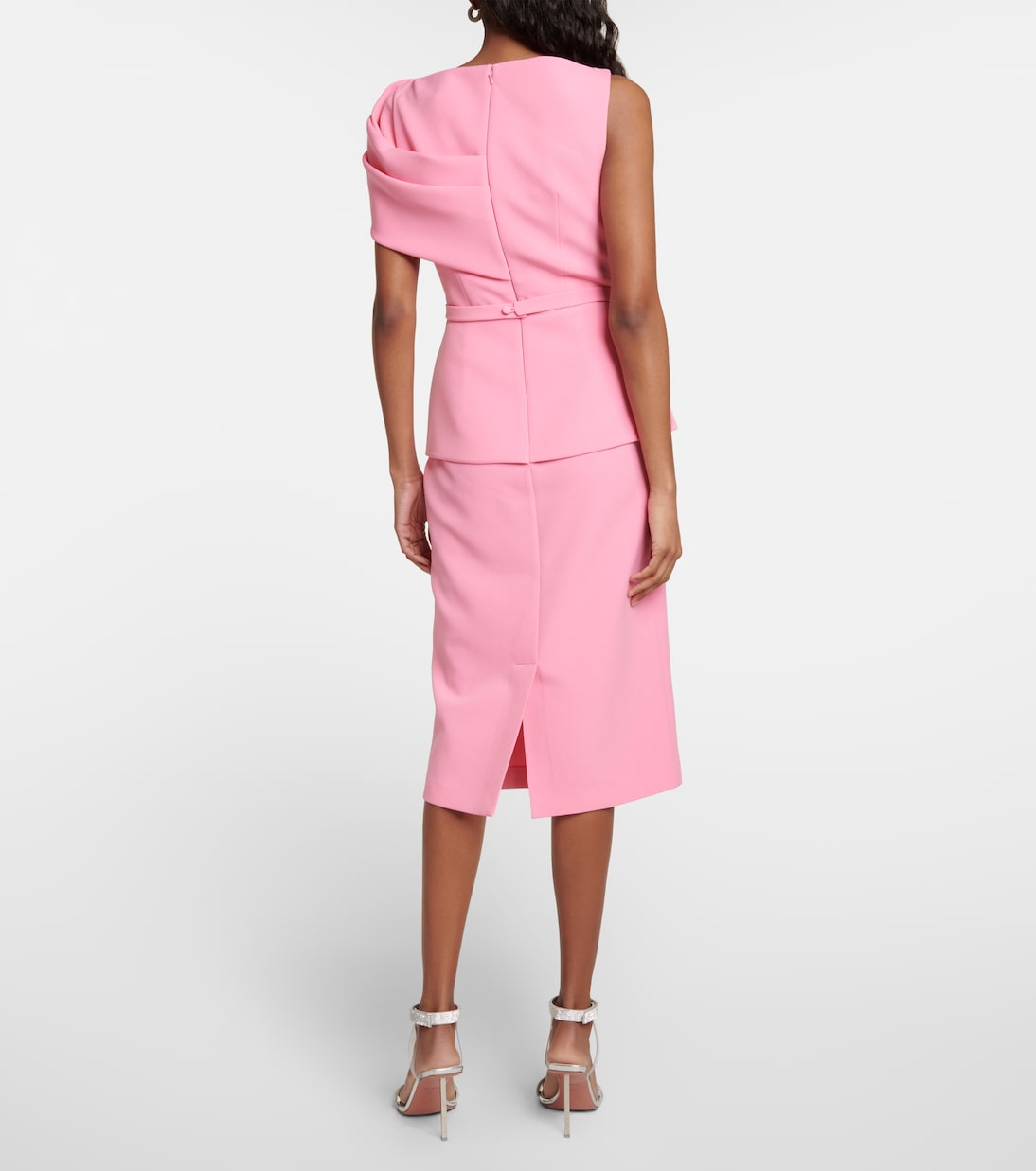 Asymmetric crêpe midi dress | Safiyaa