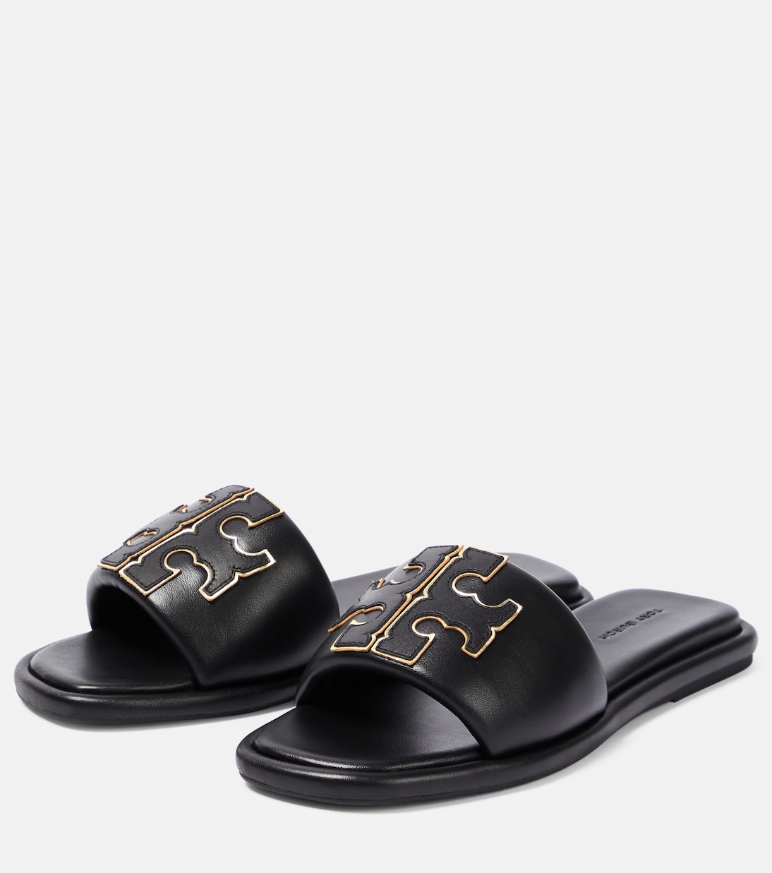 Double T leather slides | Tory Burch