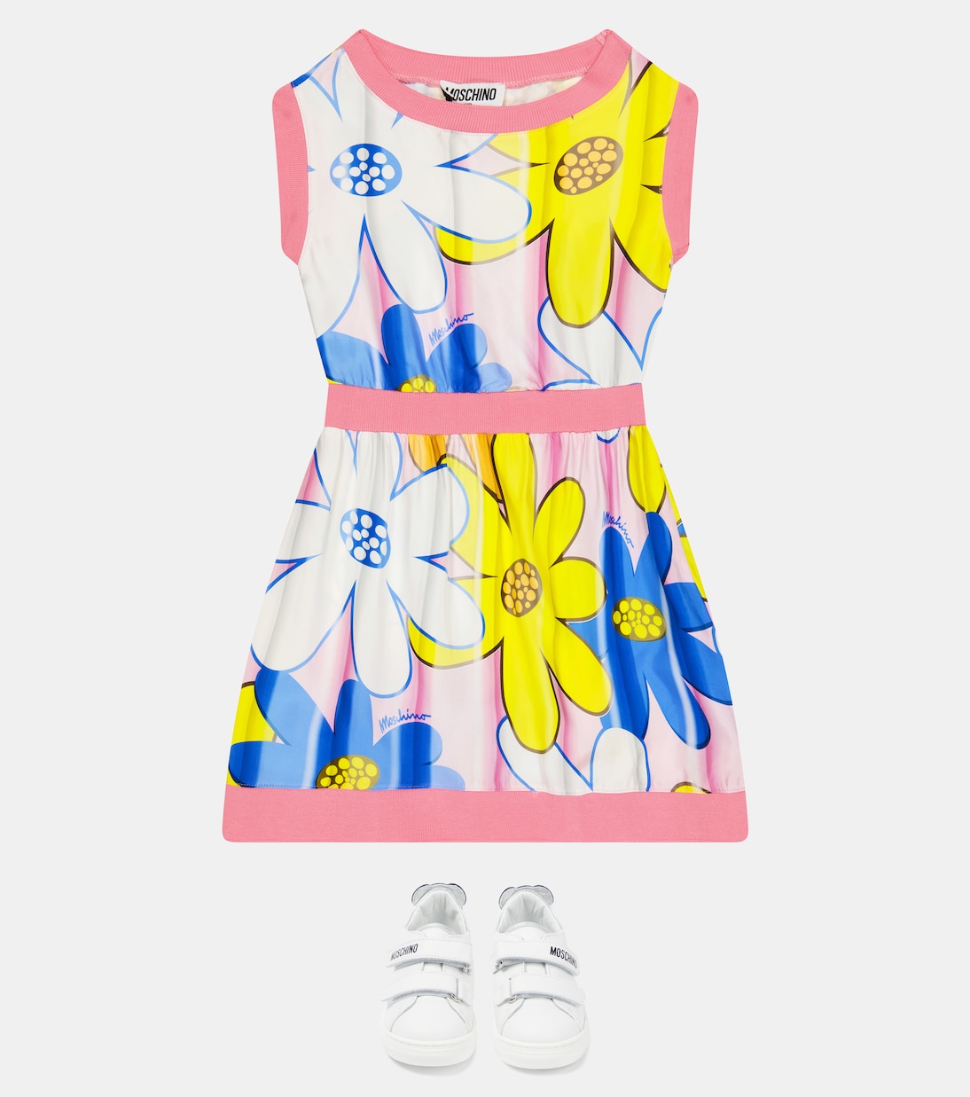 Abito in raso e cotone con stampa | Moschino Kids