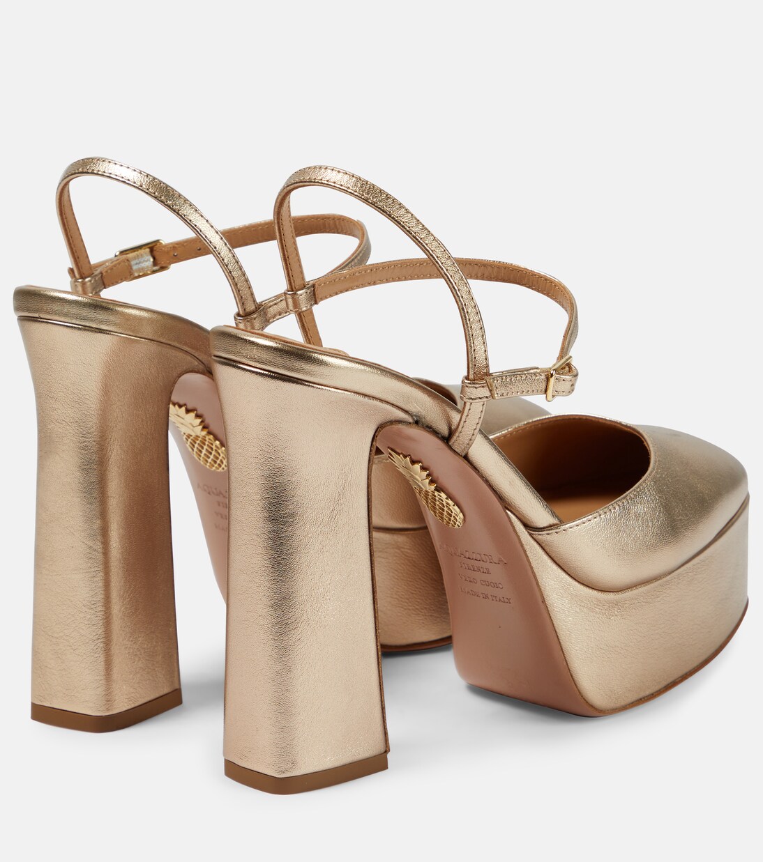 Groove Plateau 120 leather platform pumps in gold