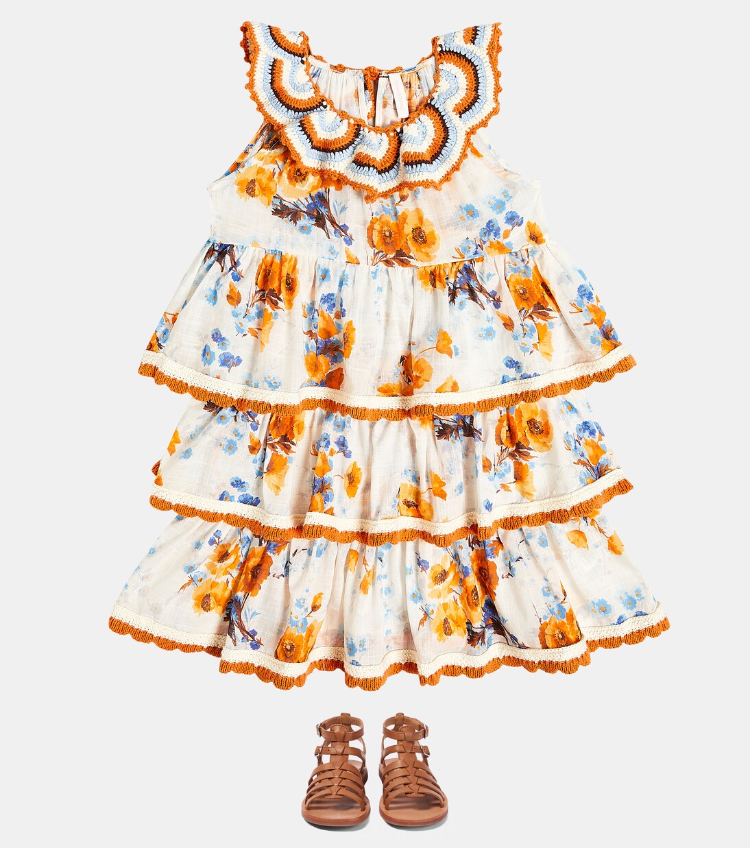 Abito Halcyon in cotone a balze | Zimmermann Kids