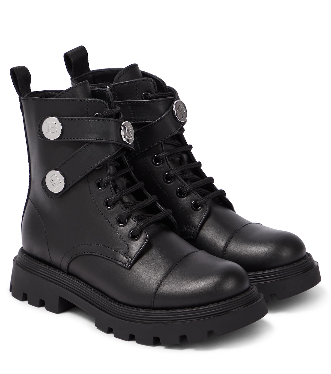 Stivali in pelle con logo | Balmain Kids