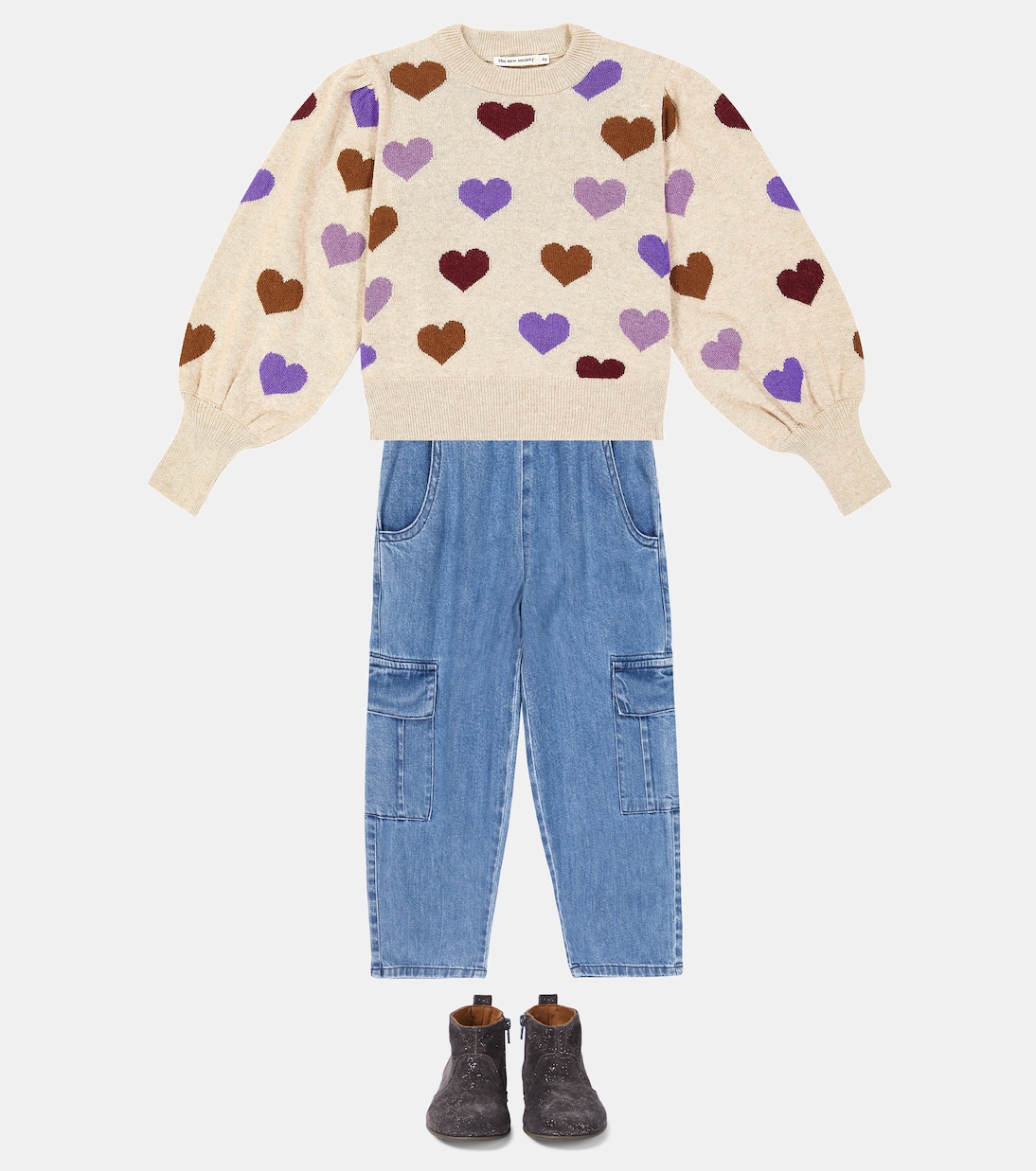 Pull Hearts intarsia en laine mélangée | The New Society