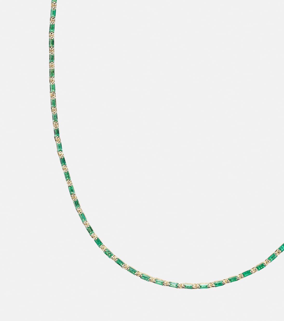 Collana in oro 18kt stile tennis con smeraldi firmata SUZANNE KALAN, design lineare e moderno per giovani trendsetter.