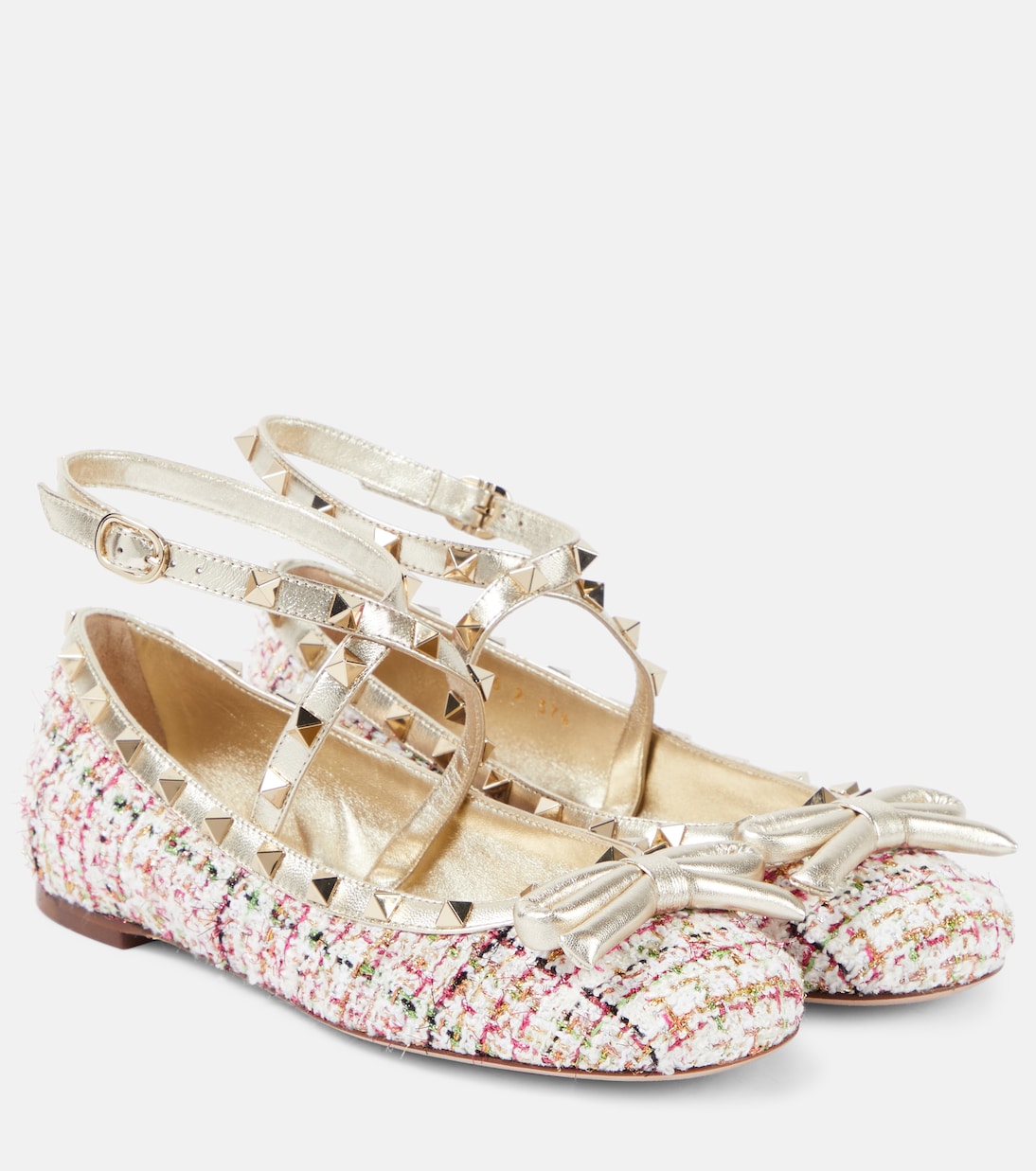 Rockstud tweed ballet flats  | Valentino Garavani