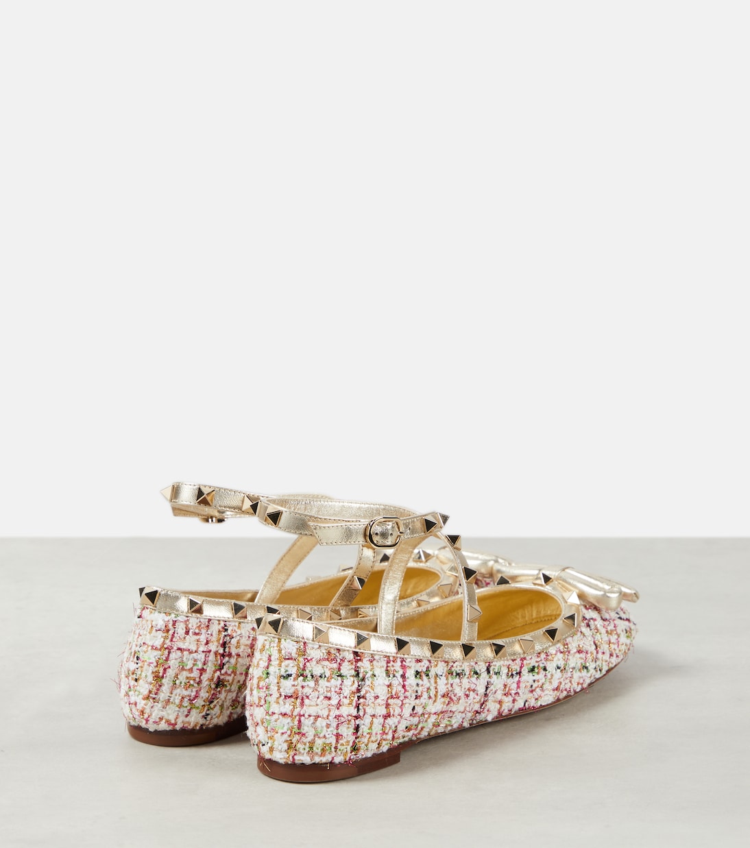 Rockstud tweed ballet flats  | Valentino Garavani