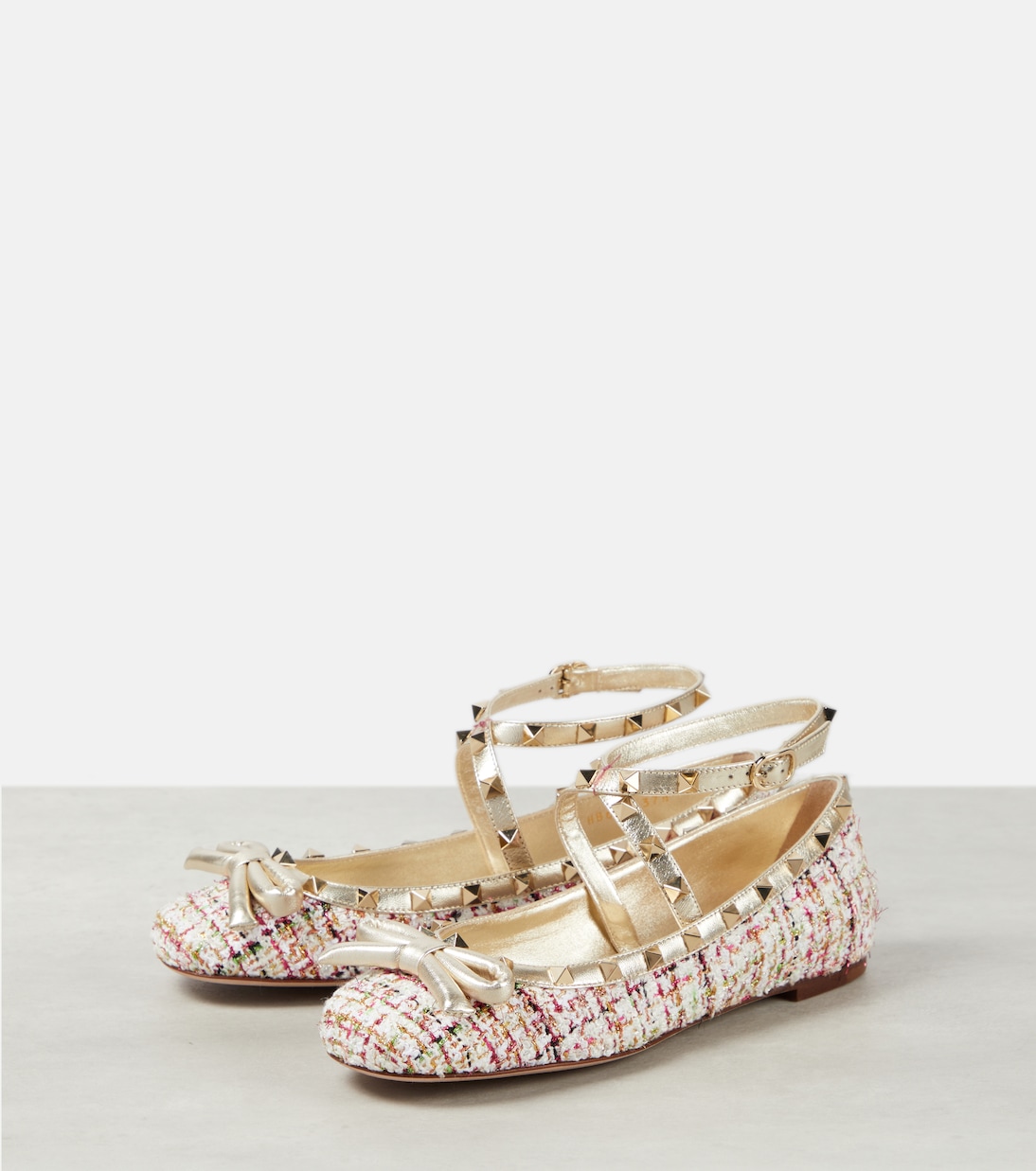 Rockstud tweed ballet flats  | Valentino Garavani