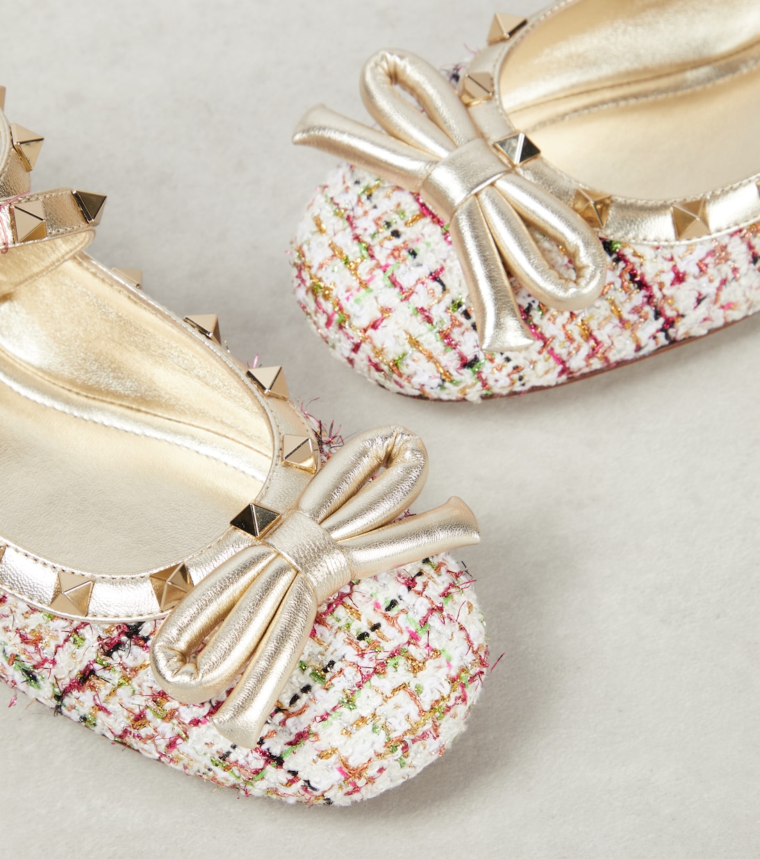 Rockstud tweed ballet flats  | Valentino Garavani