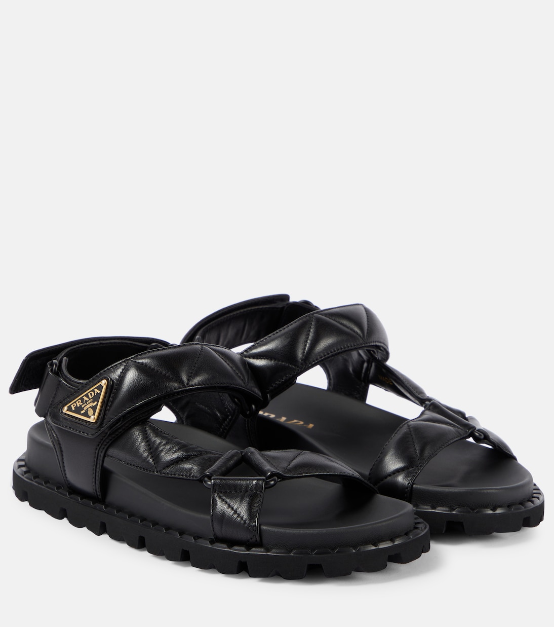 Fussbett quilted leather sandals in black Prada Mytheresa