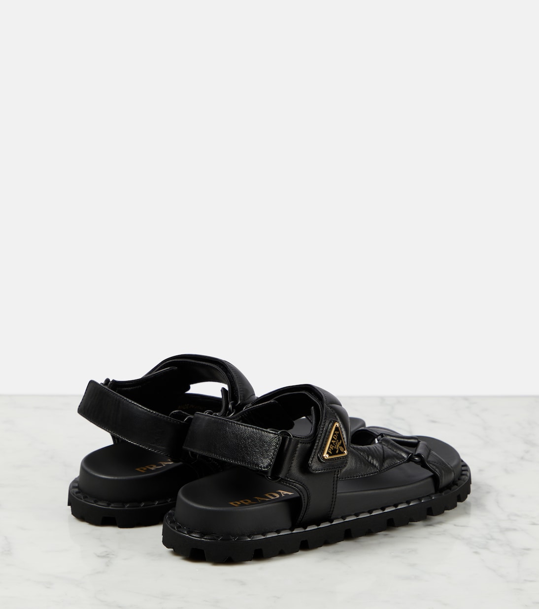 Sandales Fussbett en cuir matelassé | Prada