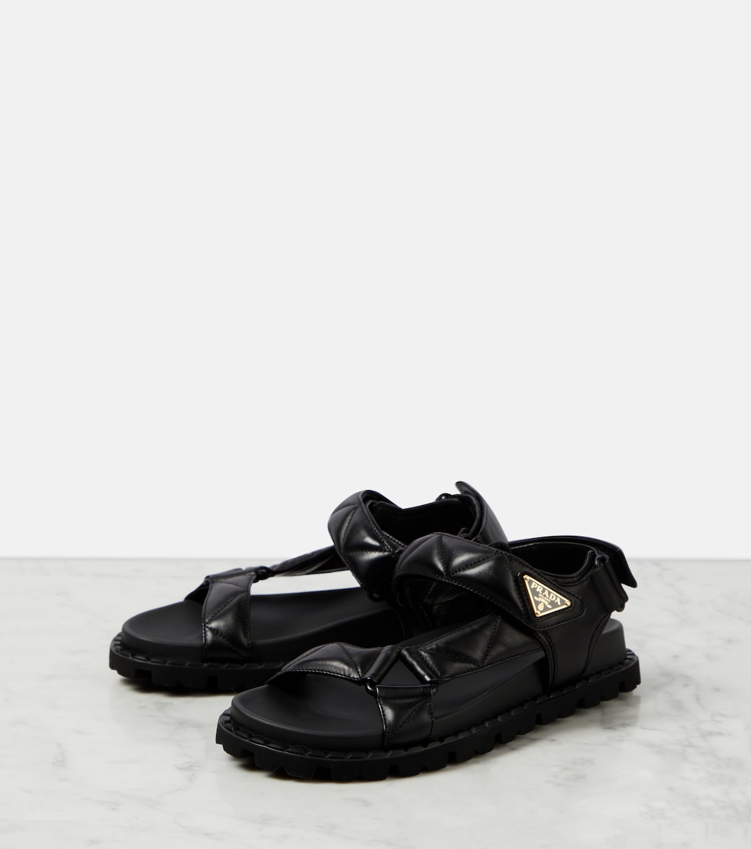 Sandales Fussbett en cuir matelassé | Prada