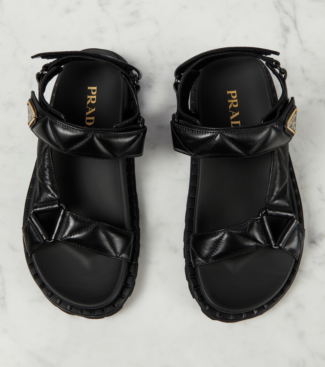 Sandales Fussbett en cuir matelassé | Prada