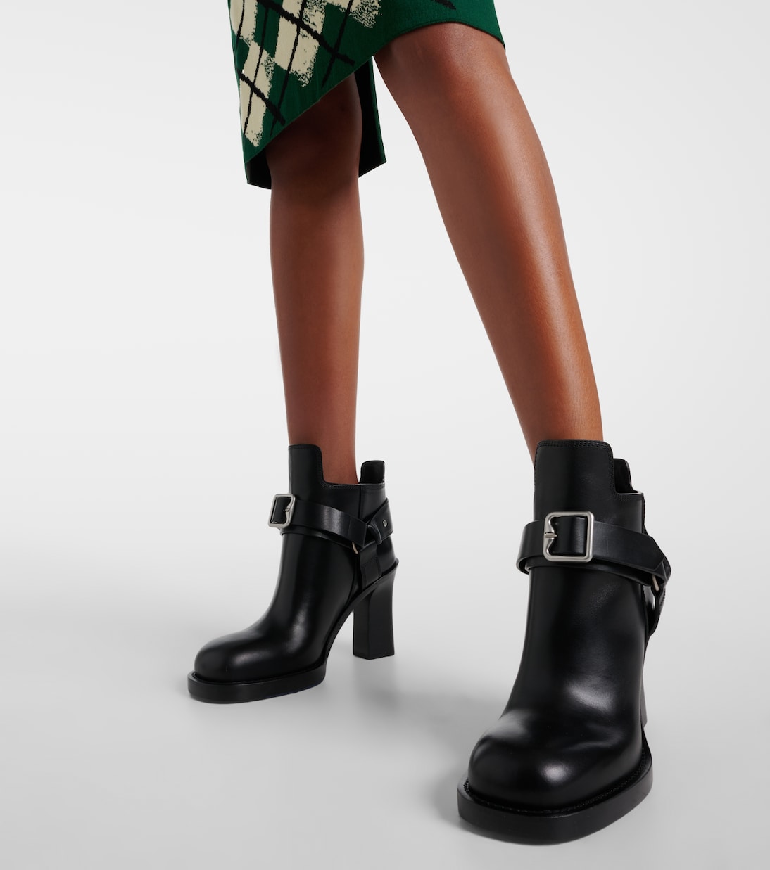 Burberry buckled leather ankle boots outlet