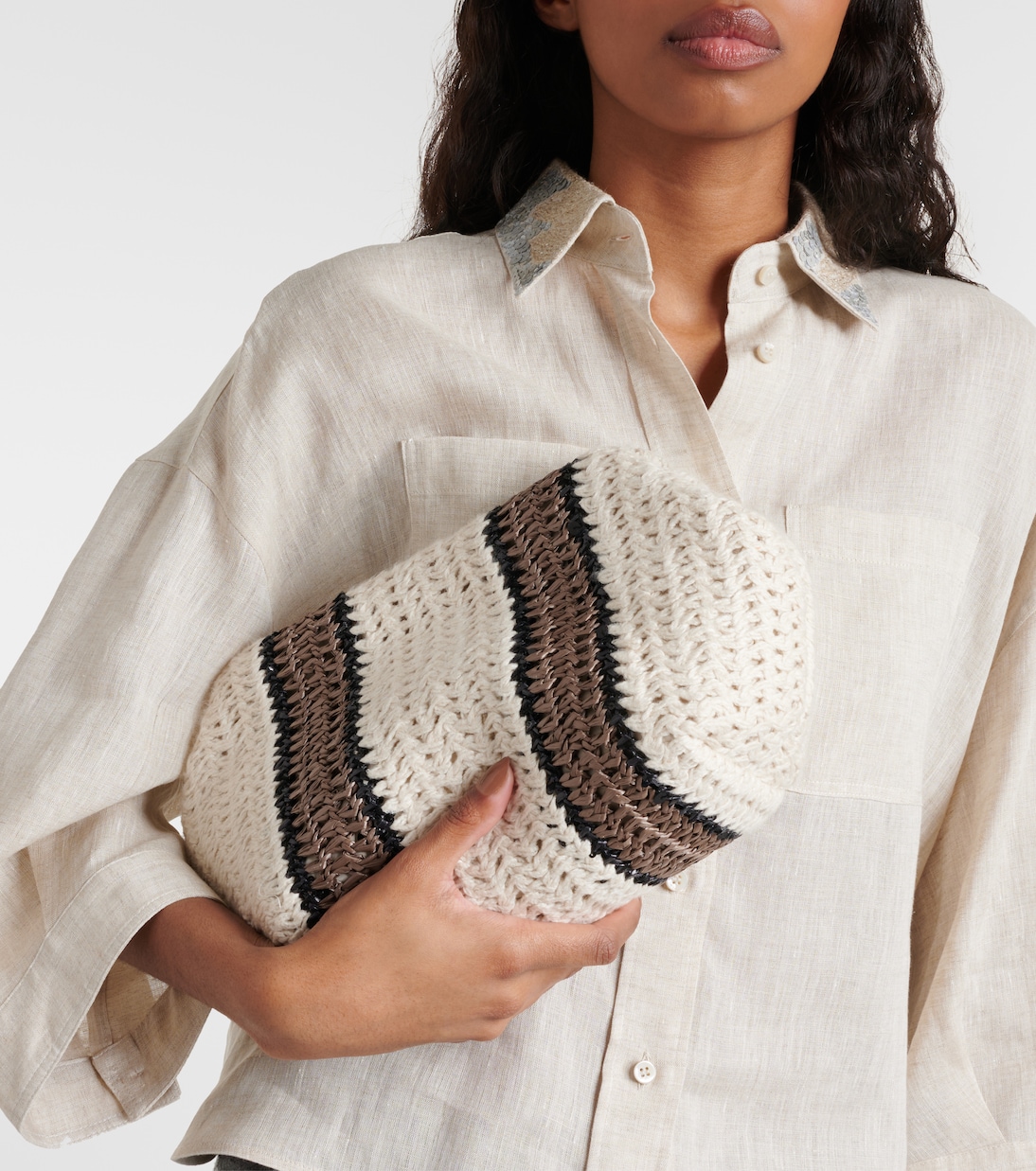 Borsa a tracolla Small in crochet | Brunello Cucinelli