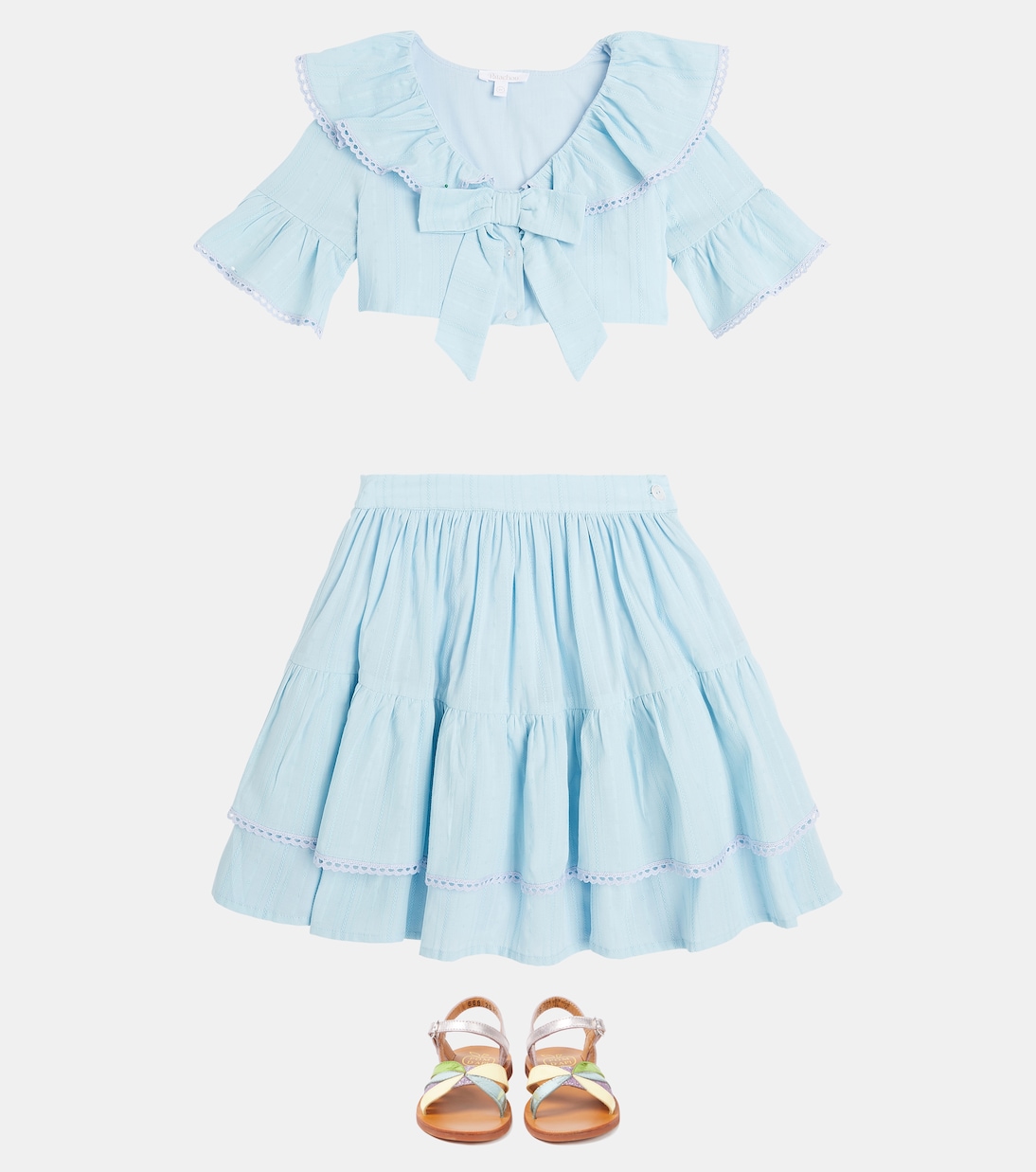 Blusa e gonna in popeline con fiocco | Patachou