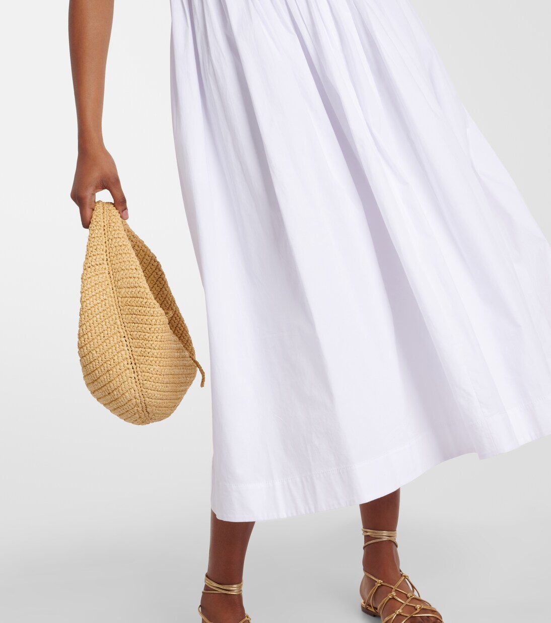 Bella cotton poplin midi dress in white - Staud | Mytheresa