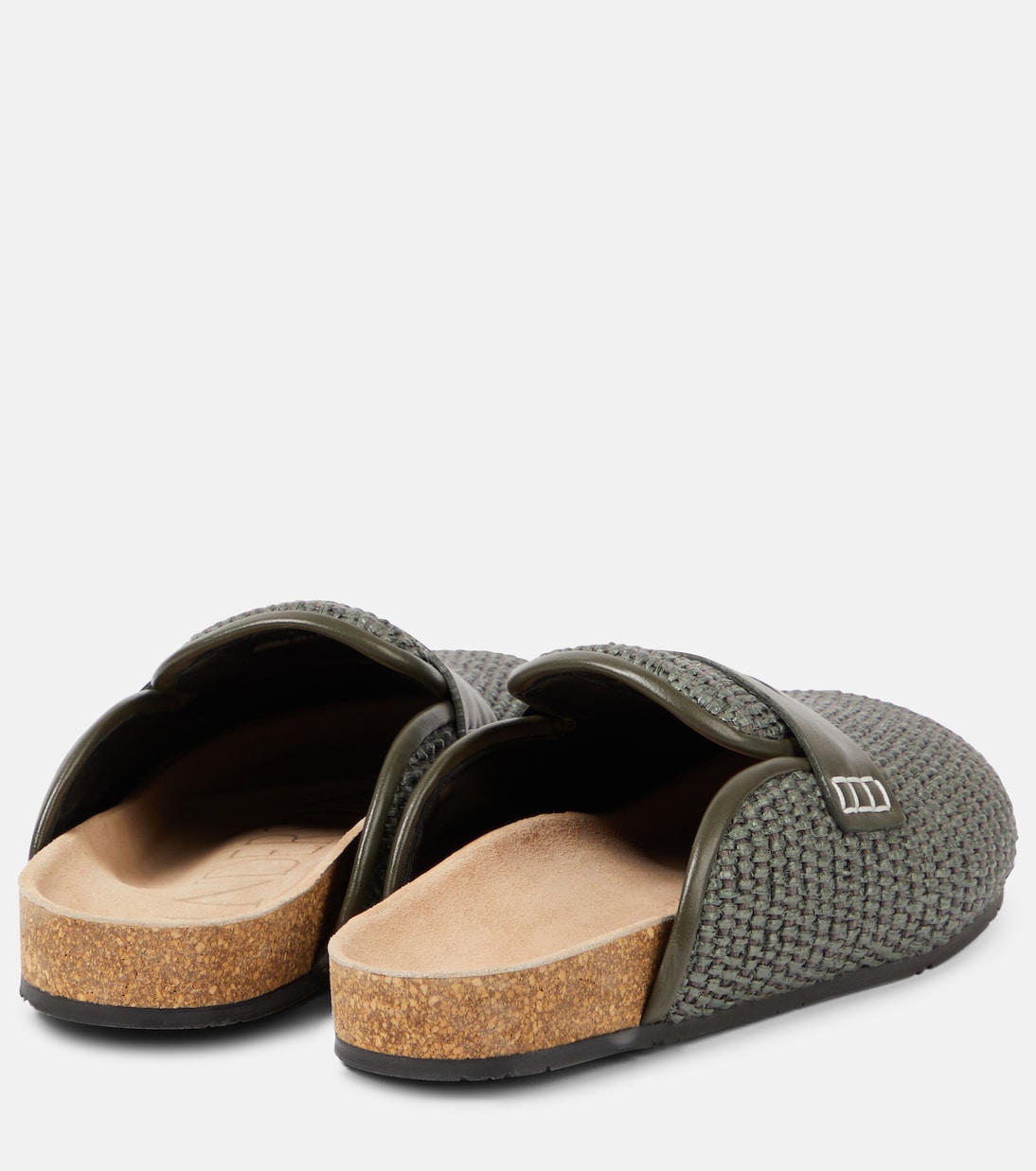 Mules Tess de rafia con ribete de piel | JW Anderson